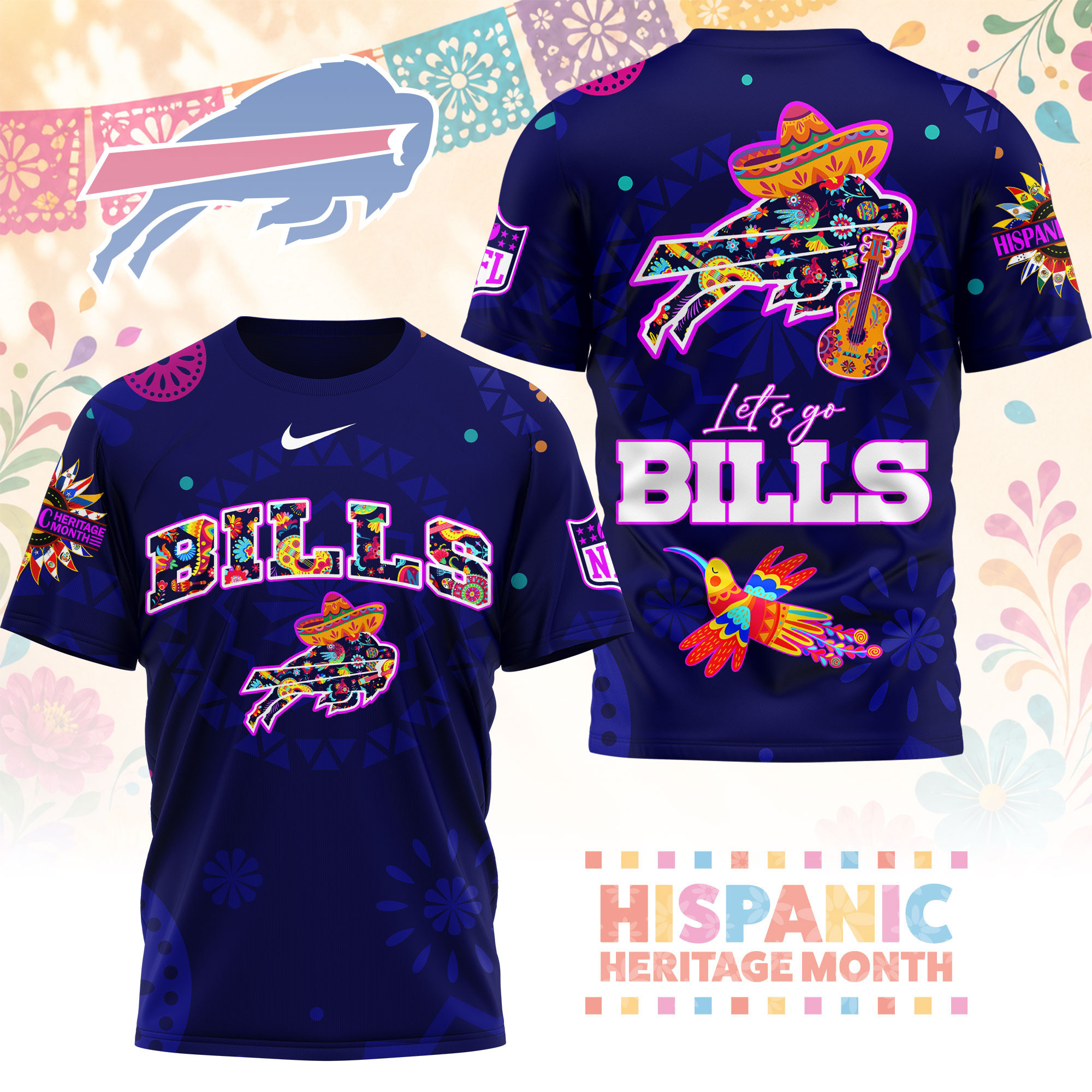 Buffalo Bills | Premium NFL Hispanic Heritage Fiesta 3D Shirt NY