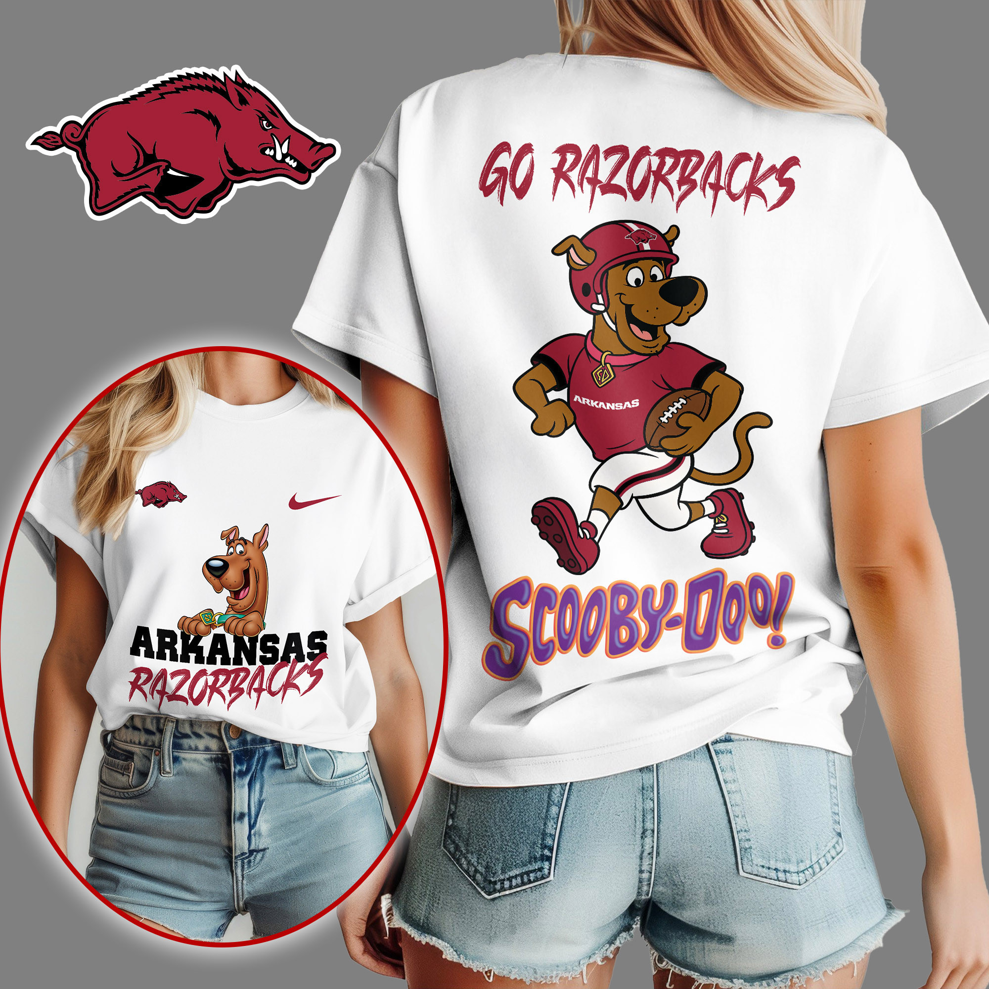 Arkansas Razorbacks | Premium NFL Scooby-Doo Fan Women's Shirt NY
