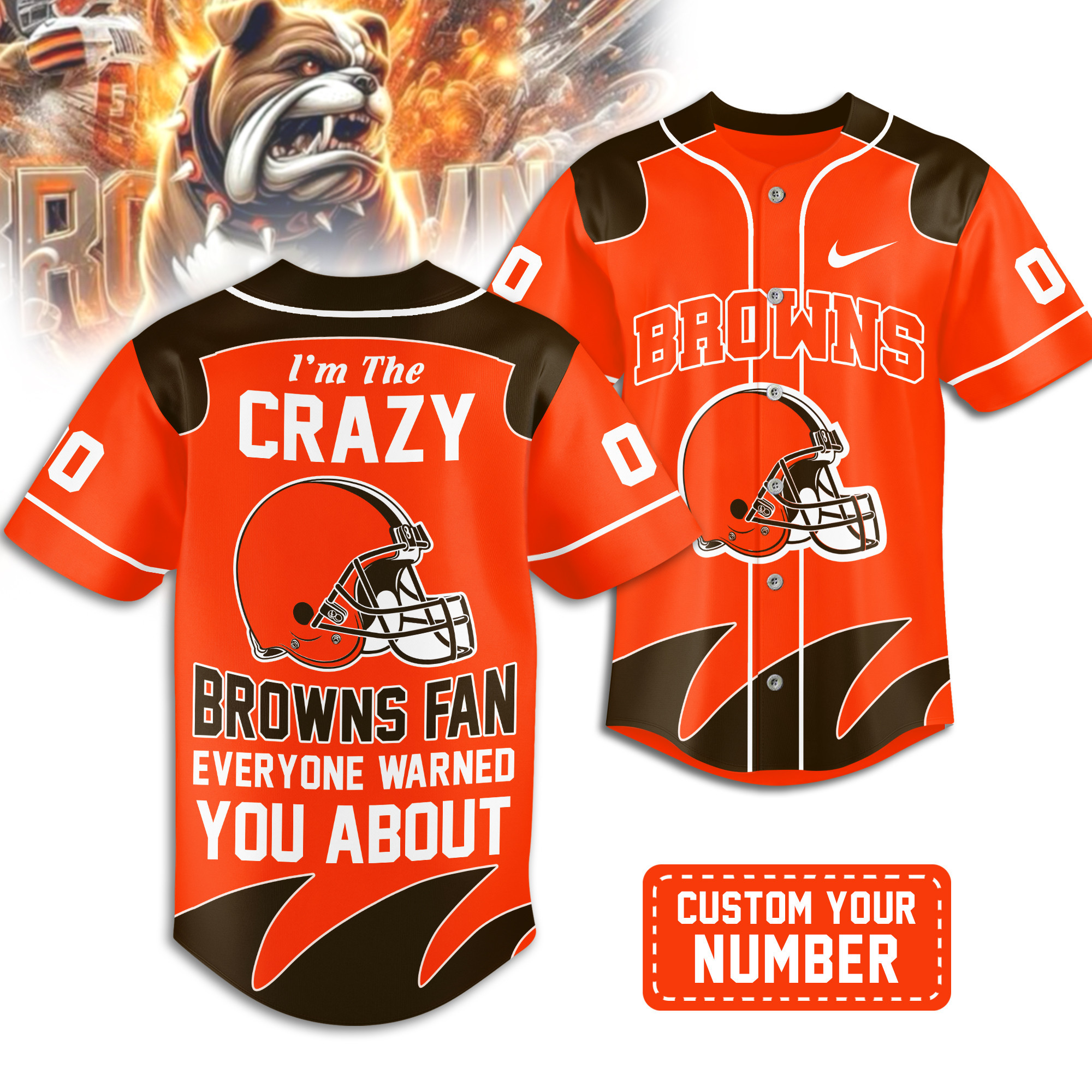 Cleveland Browns | Premium NFL Crazy Football Fan Personalized Jersey TD
