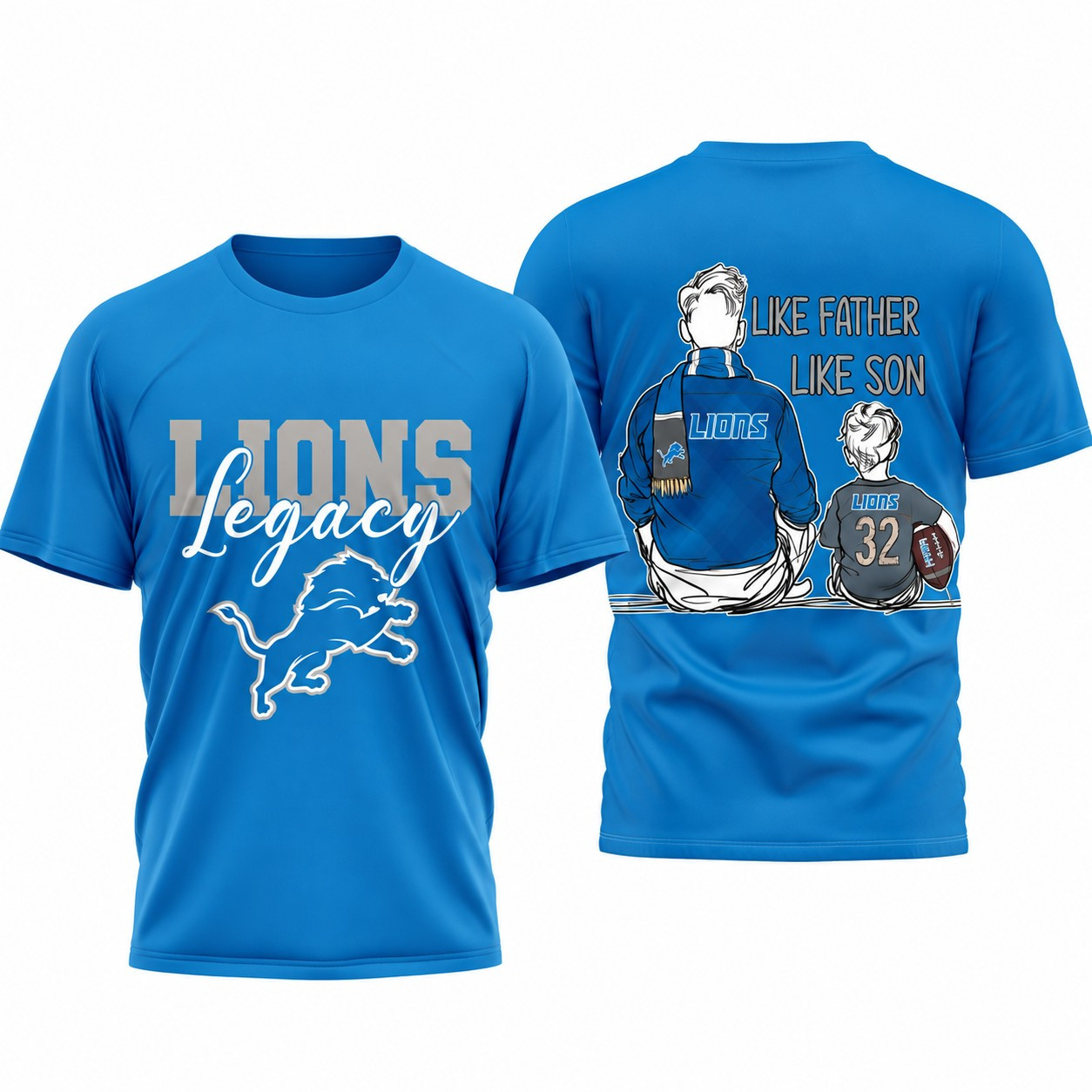 Detroit Lions | Premium NFL Legacy Father Day 3D Shirt HY
