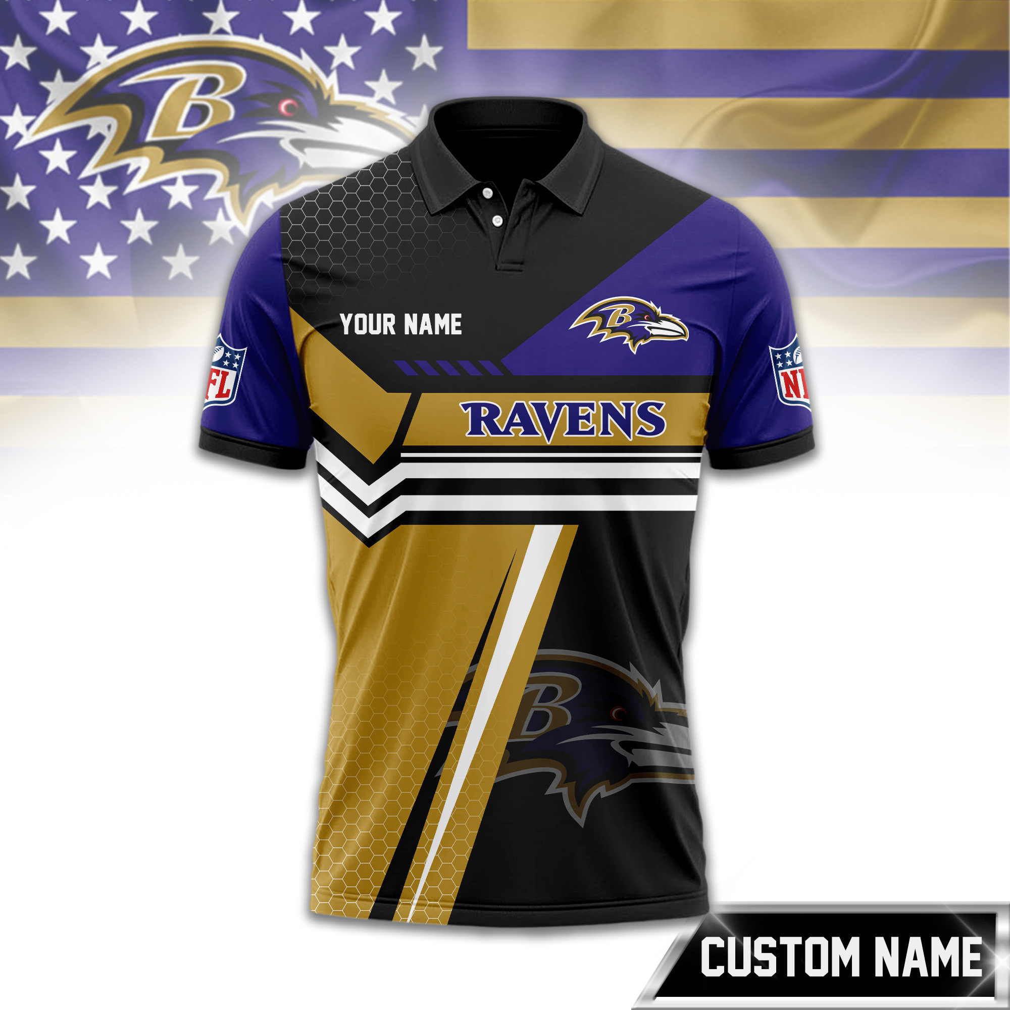 Baltimore Ravens | Premium NFL Inspired Custom Game Day Polo TD