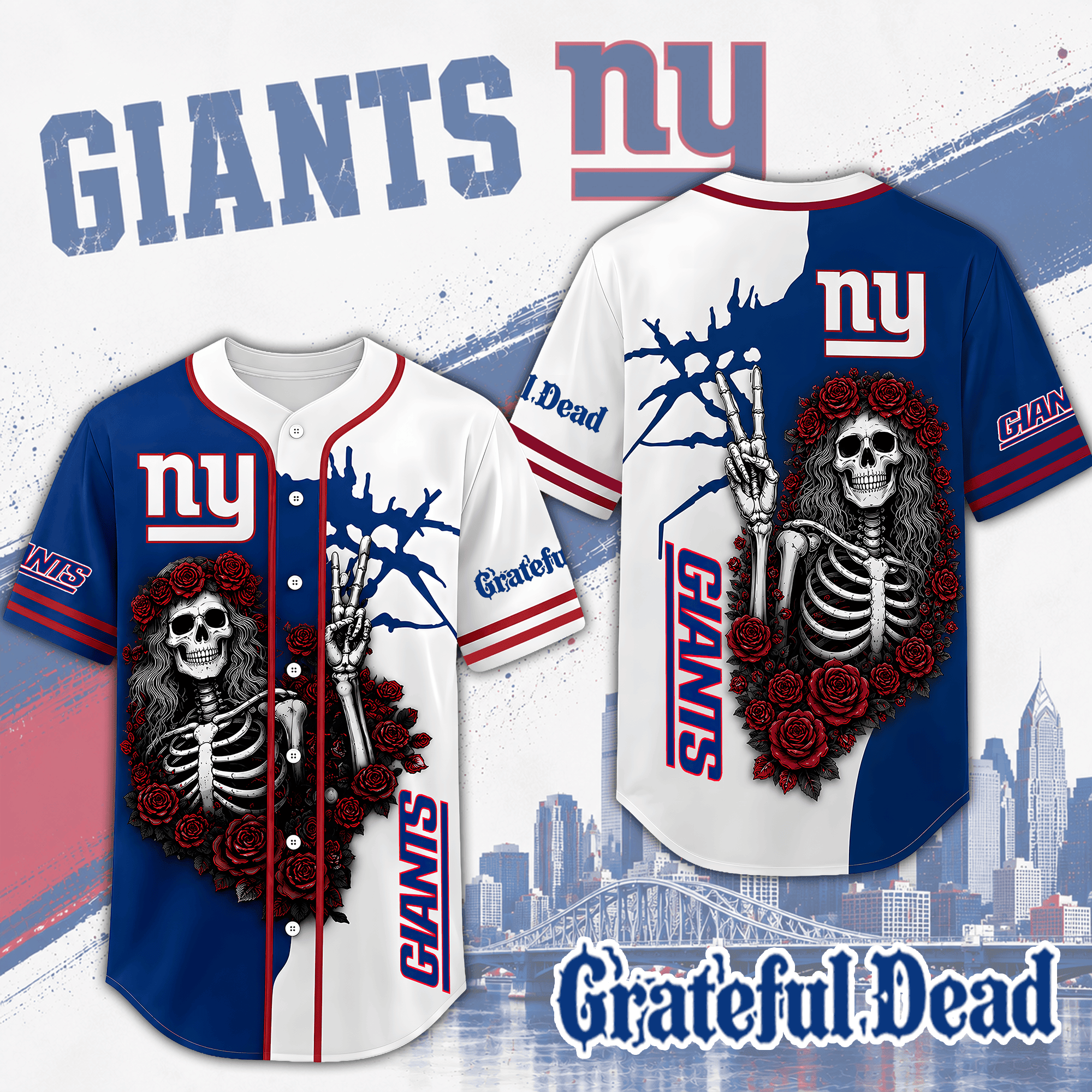 New York Giants | Premium NFL Game Day Grateful Dead Jersey Shirt NTH1