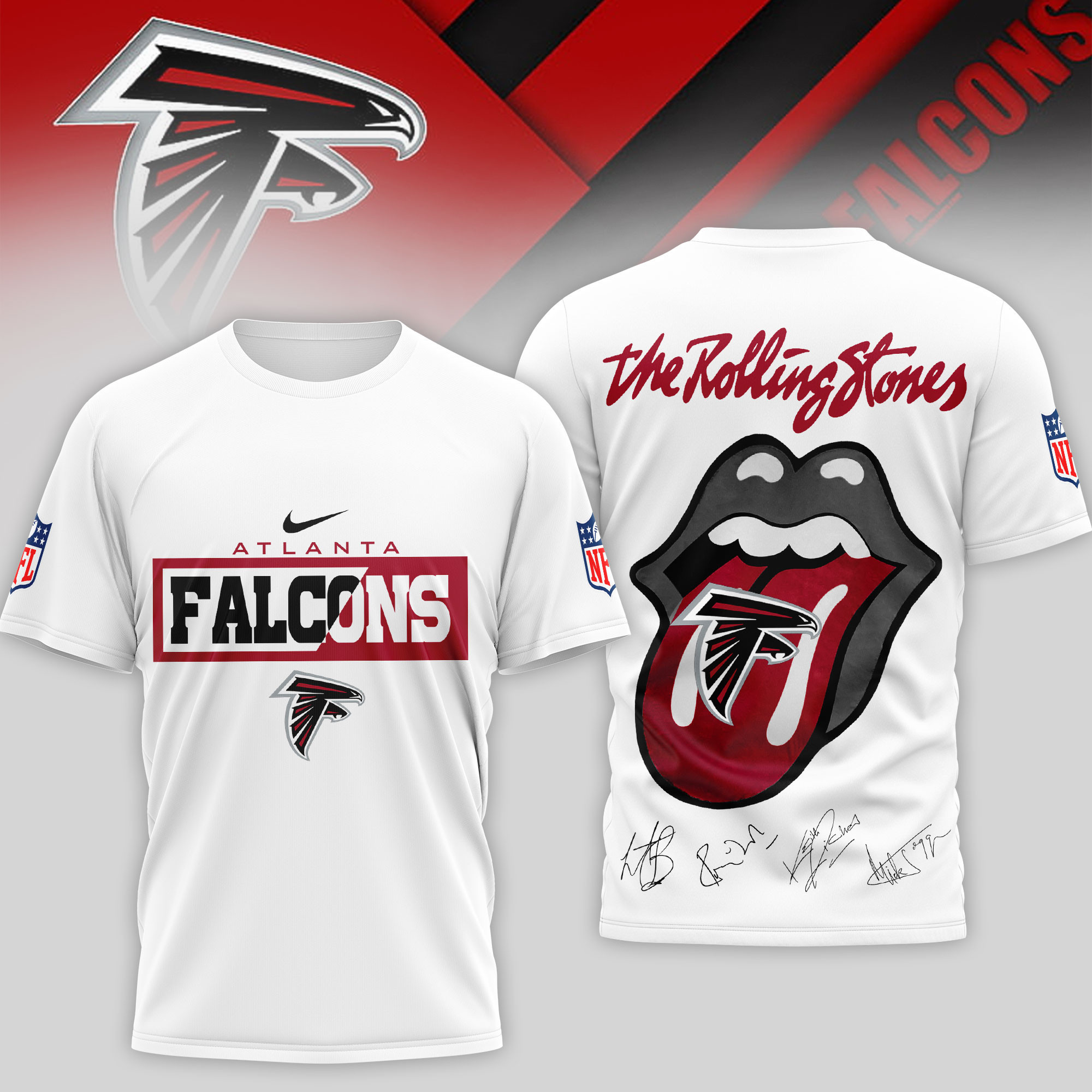 Atlanta Falcons | Premium NFL The Rolling Stones 3D Shirt TD