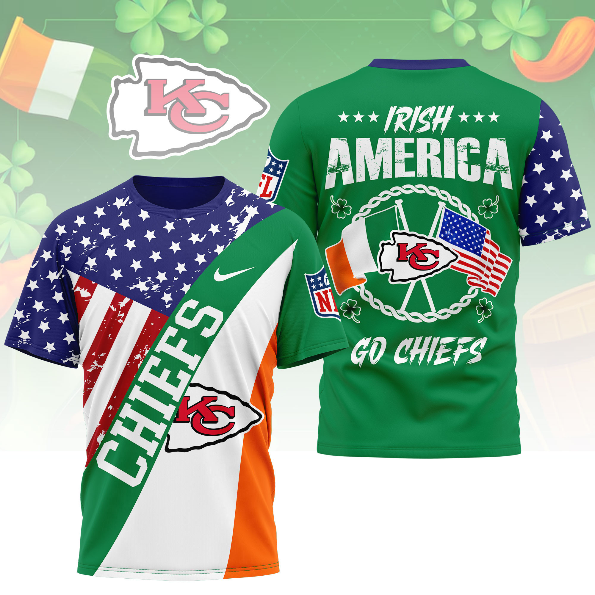 Kansas City Chiefs | Premium NFL Irish America 3D Shirt NY