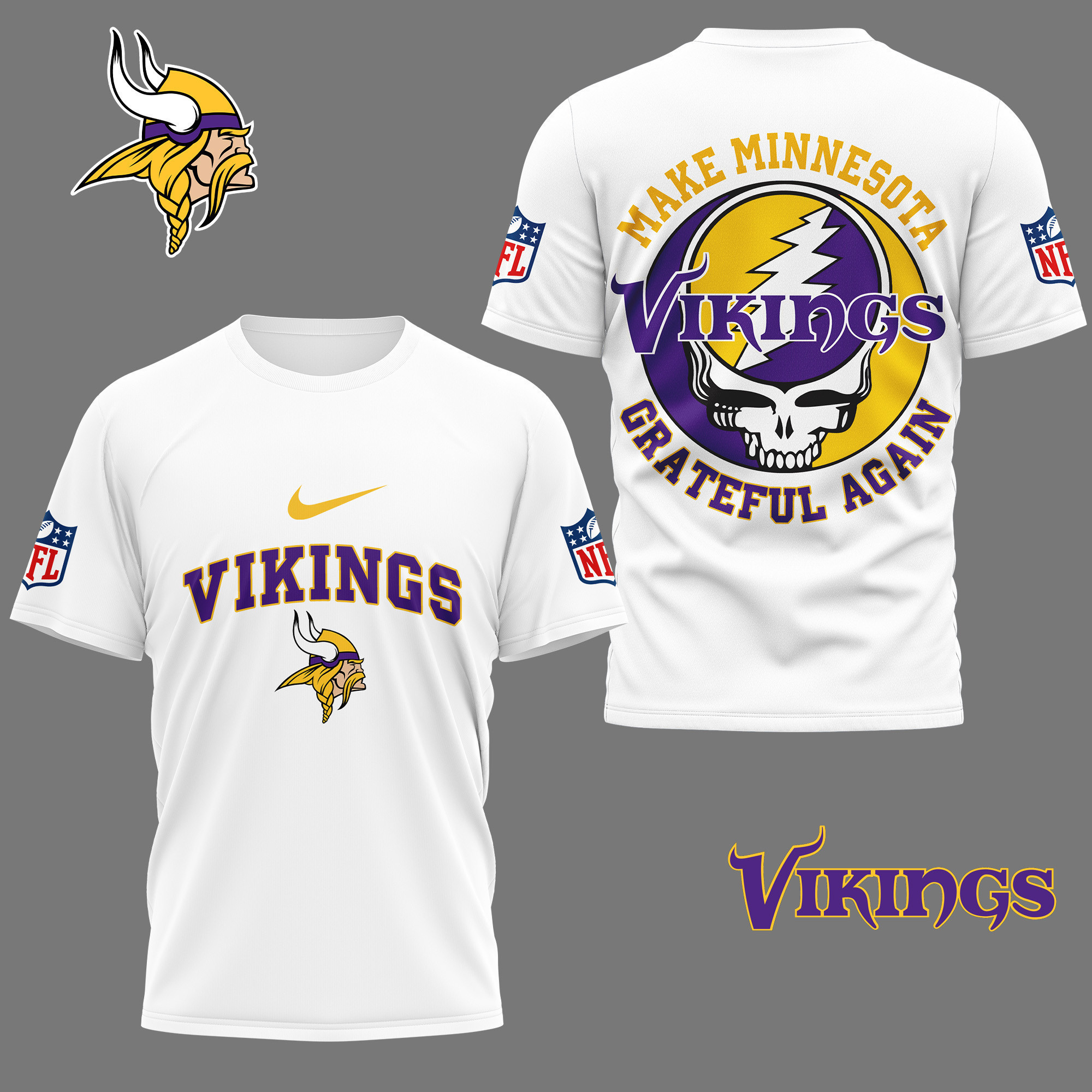 Minnesota Vikings | Premium NFL Grateful Game Day 3D Shirt NY