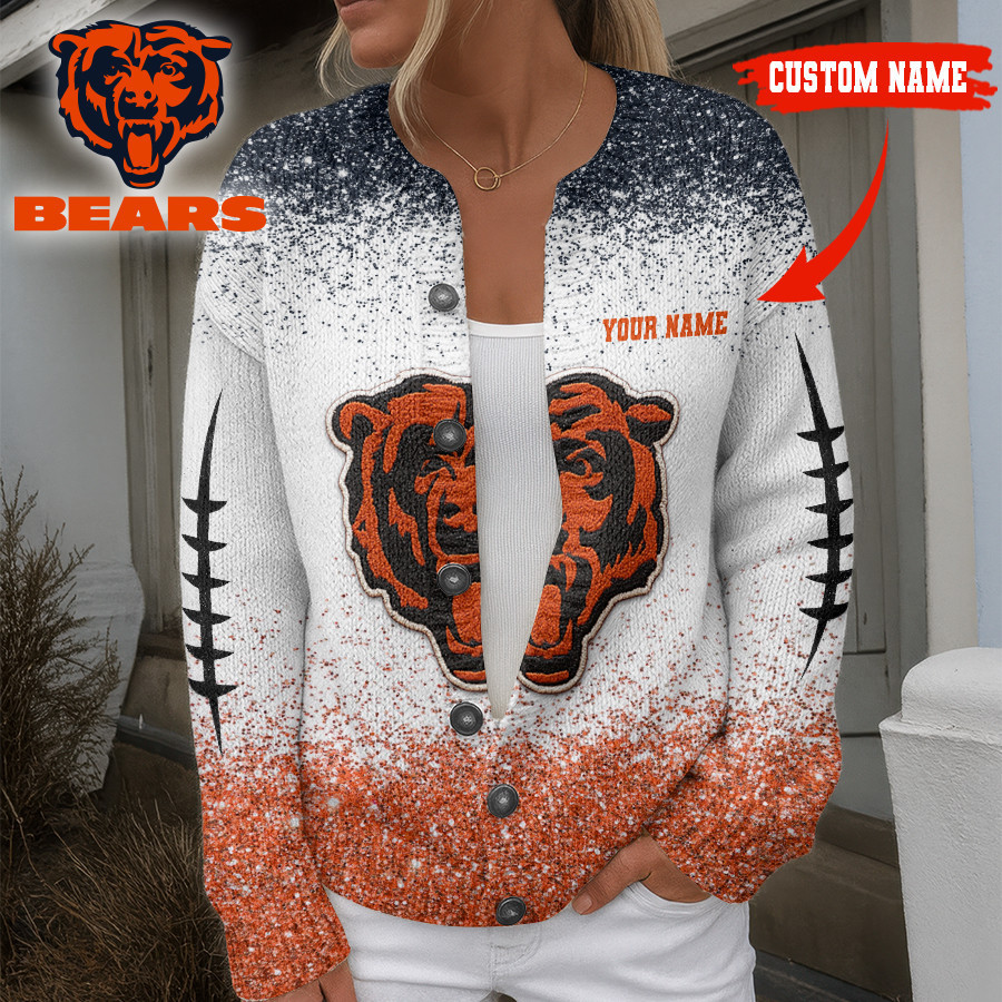 Chicago Bears | Premium NFL Glitter Effect Cozy Knit Cardigan HI