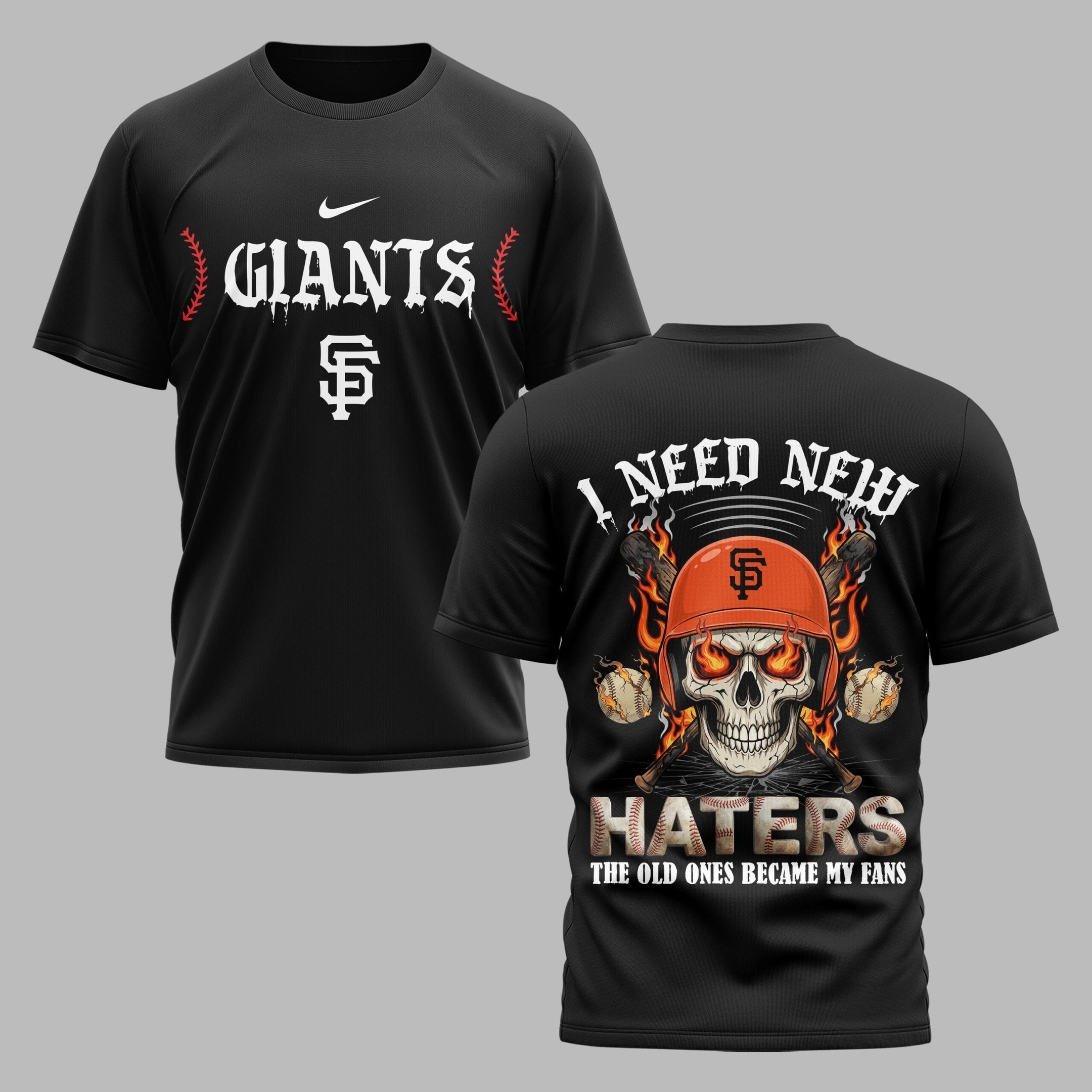 San Francisco Giants X Fire Skull Baseball Premium T Shirt