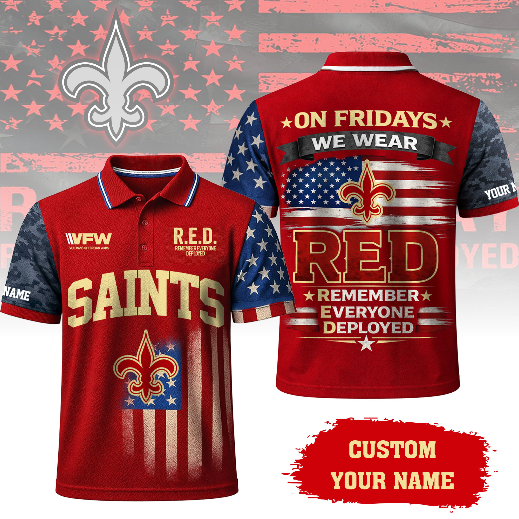 New Orleans Saints | Premium NFL Red Friday Polo Shirt TD
