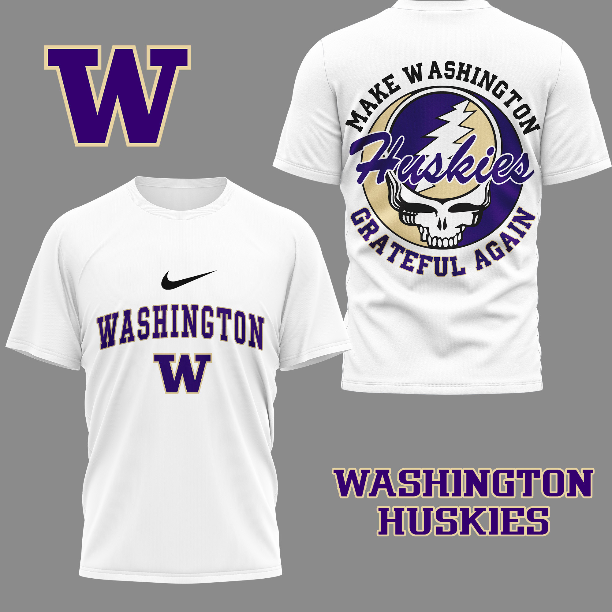 Washington Huskies | Premium NCAA Grateful Game Day 3D Shirt NY