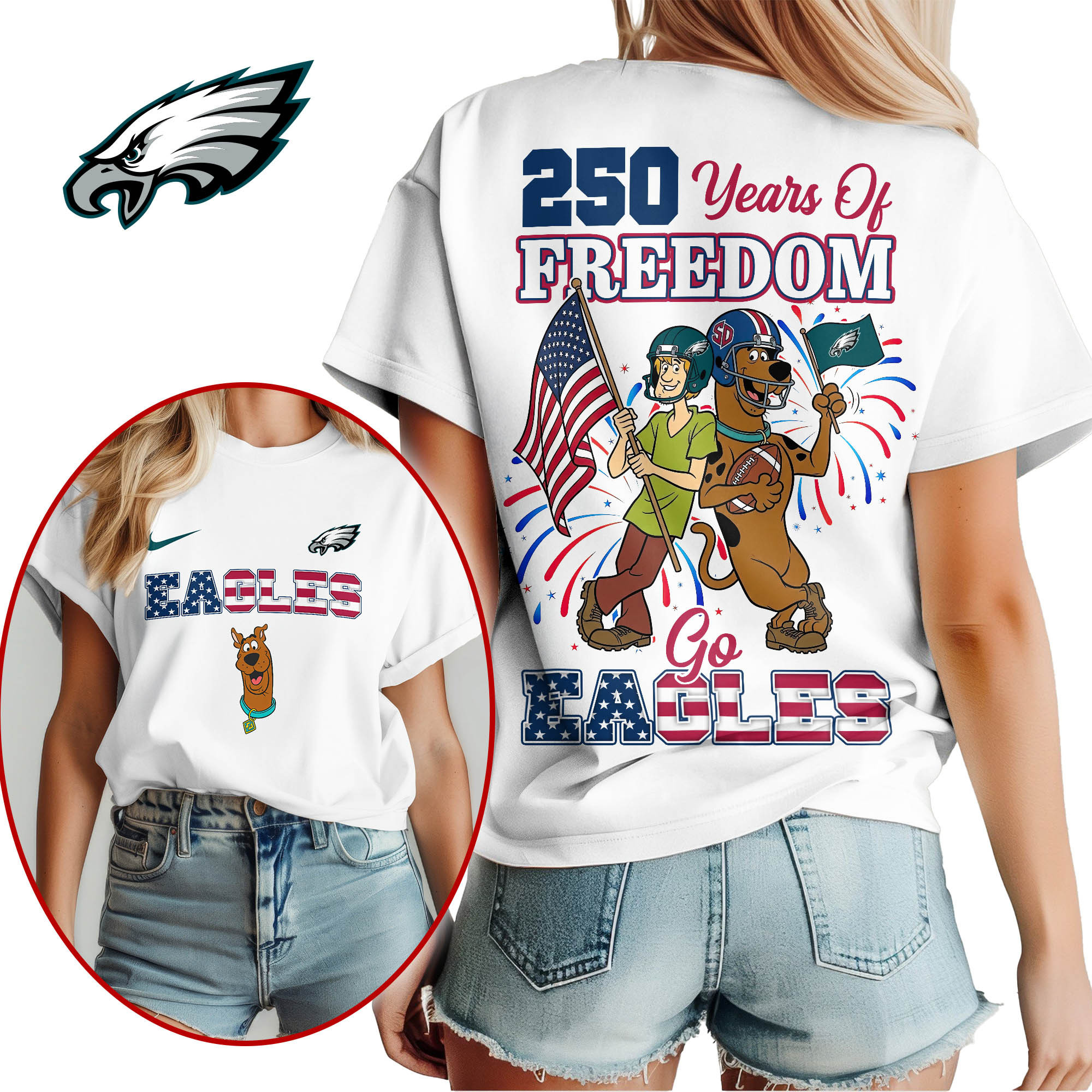 Philadelphia Eagles | Premium NFL Scooby Doo Celebrates 250th Anniversary 3D Shirt NP