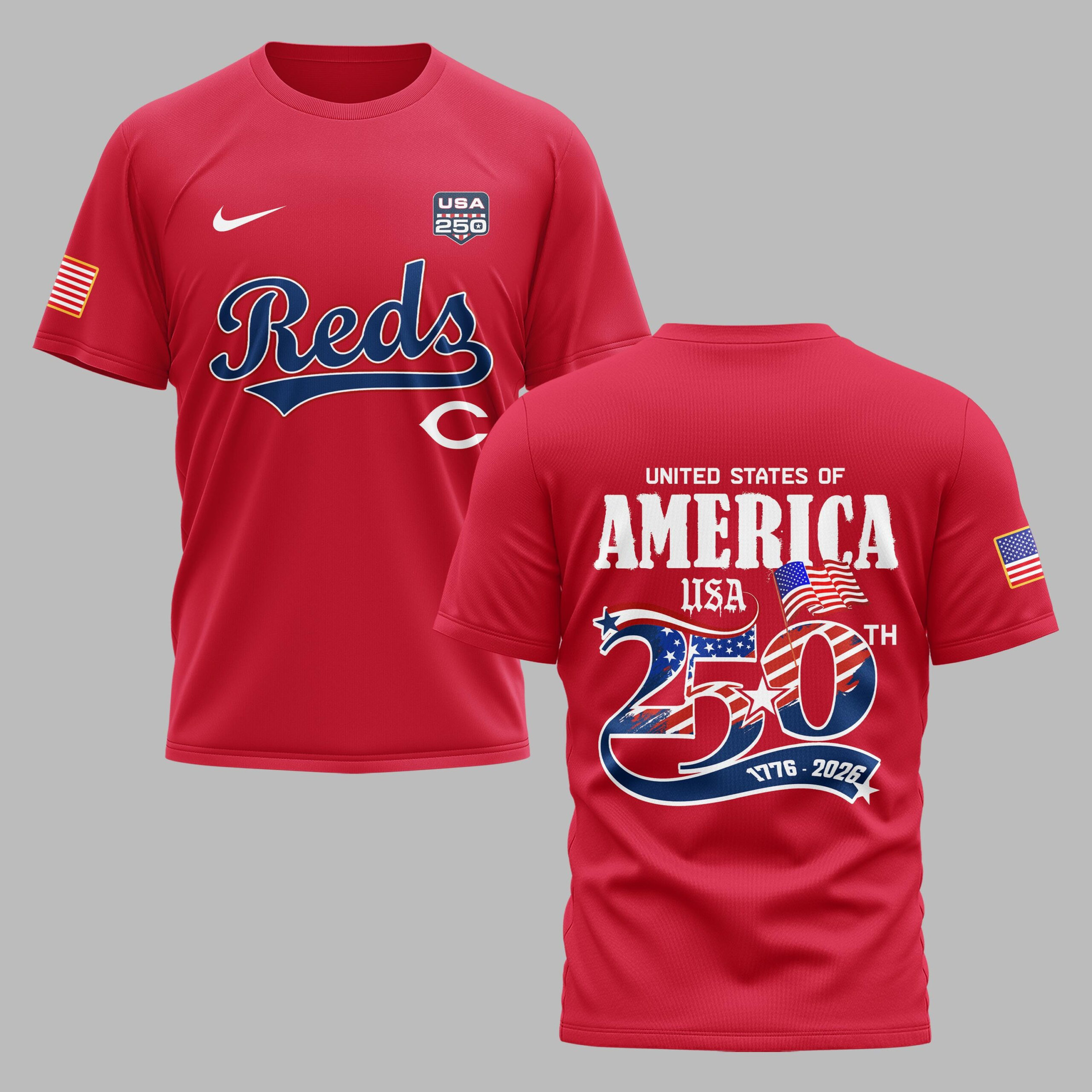 Cincinnati Reds X 250 Years Of Freedom Premium T Shirt