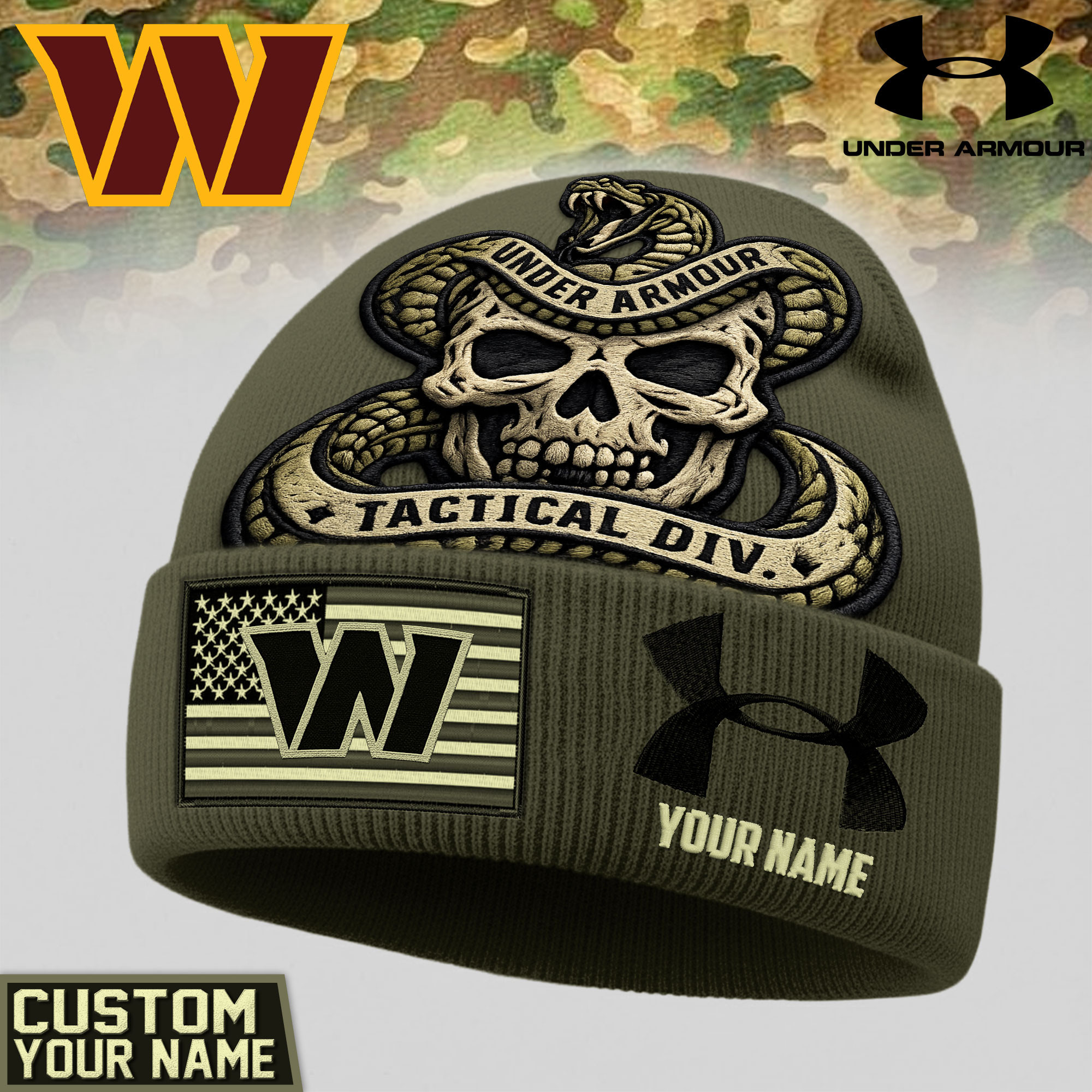 Washington Commanders | Premium NFL Tactical DIV Under Armour Beanie Hat TD