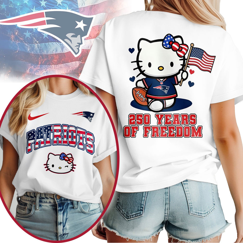 New England Patriots | Premium NFL Hello Kitty Celebrates 250th Anniversary Women Shirt NP