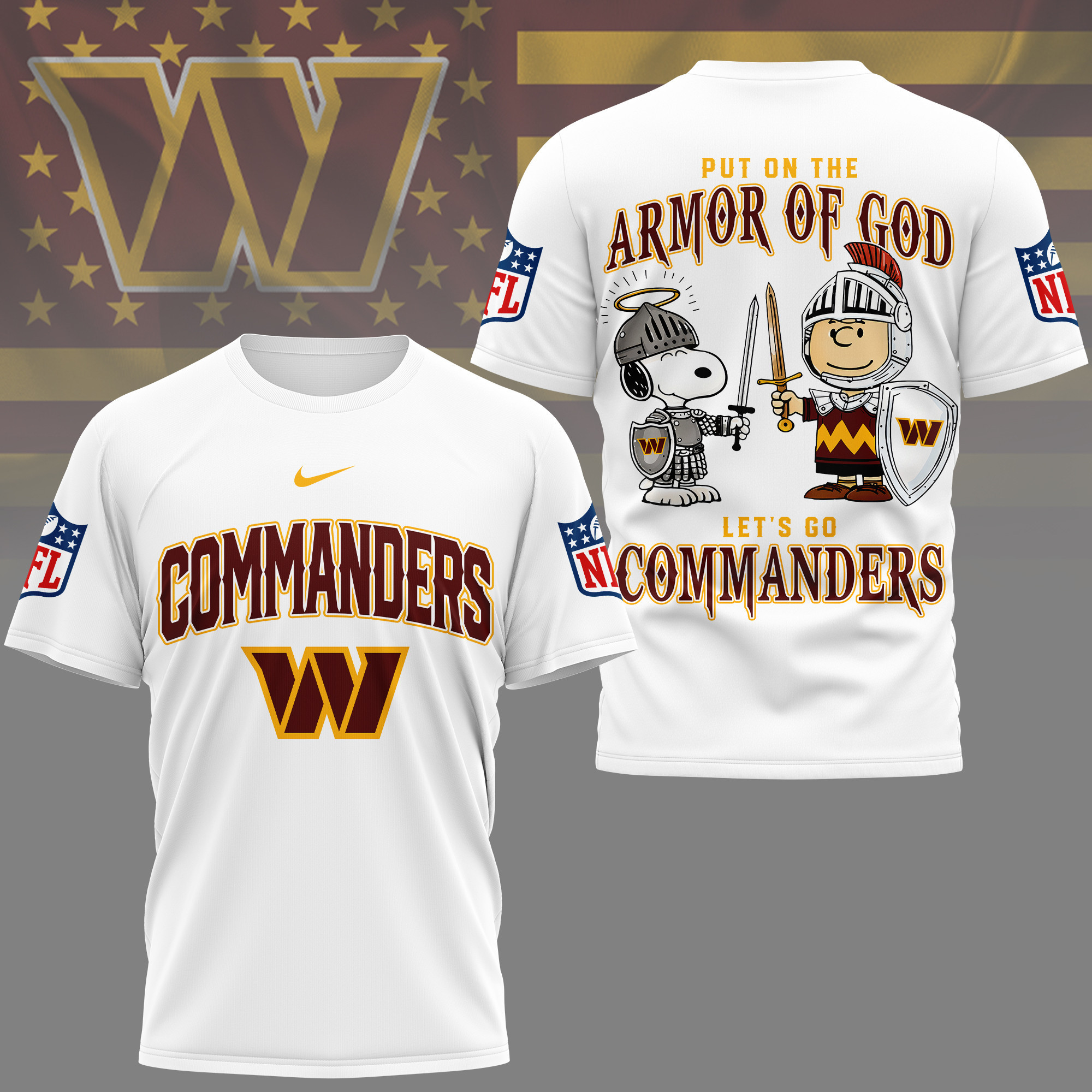 Washington Commanders | Premium NFL Armor of God 3D Shirt NY
