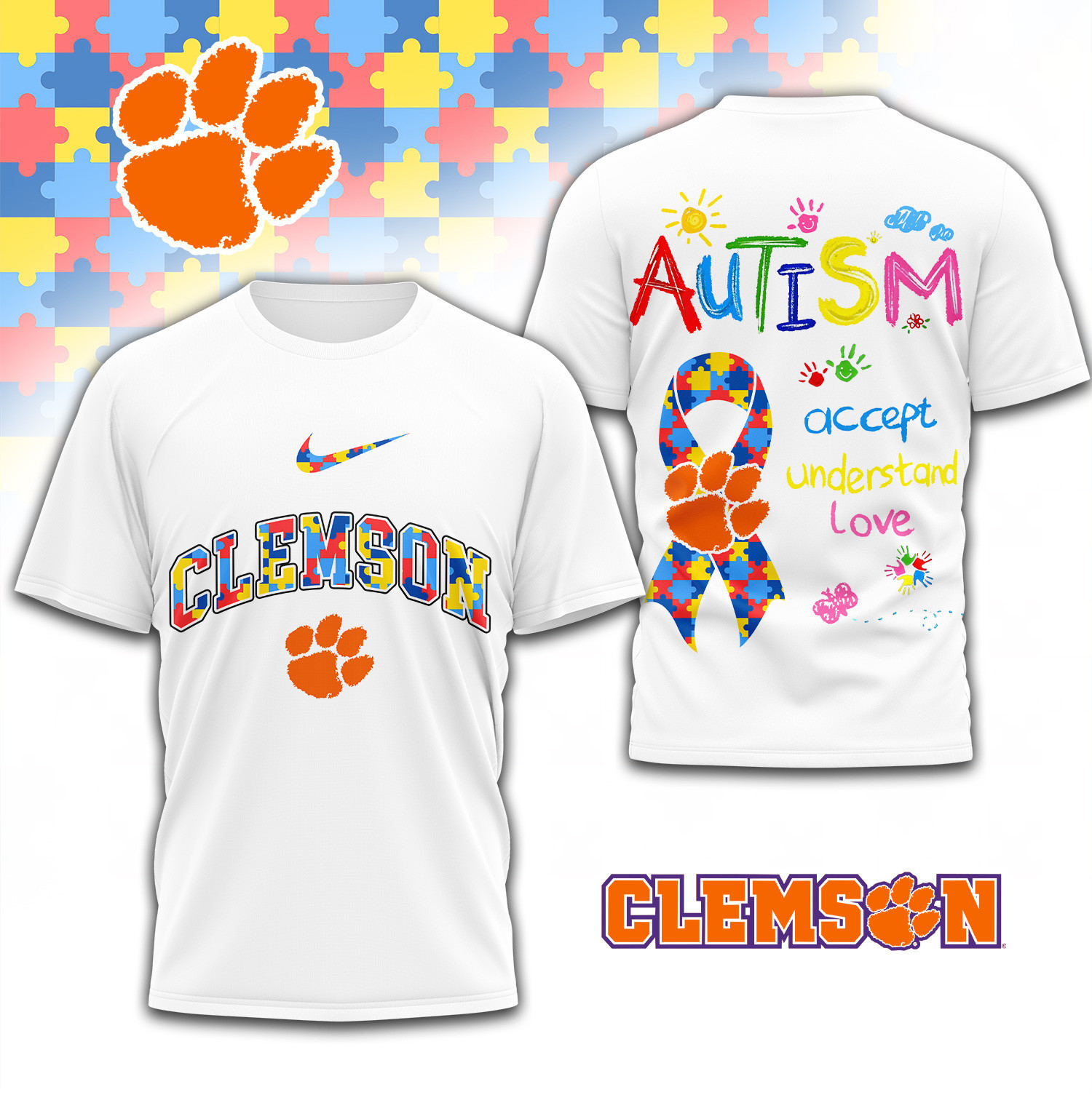 Clemson Tigers | Premium NCAA Autism 3D Shirt TD