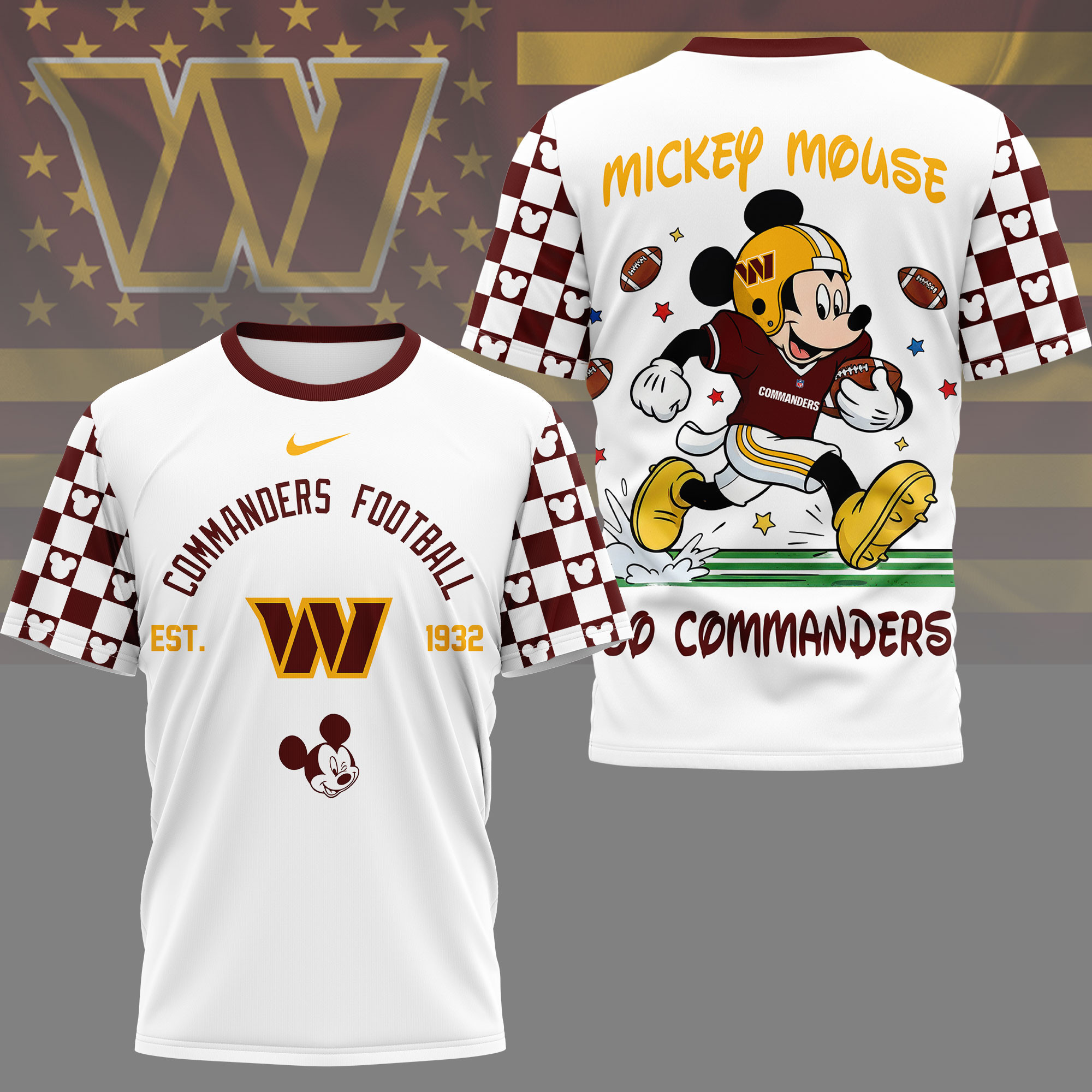 Washington Commanders | Premium NFL Mickey Football 3D Shirt NY