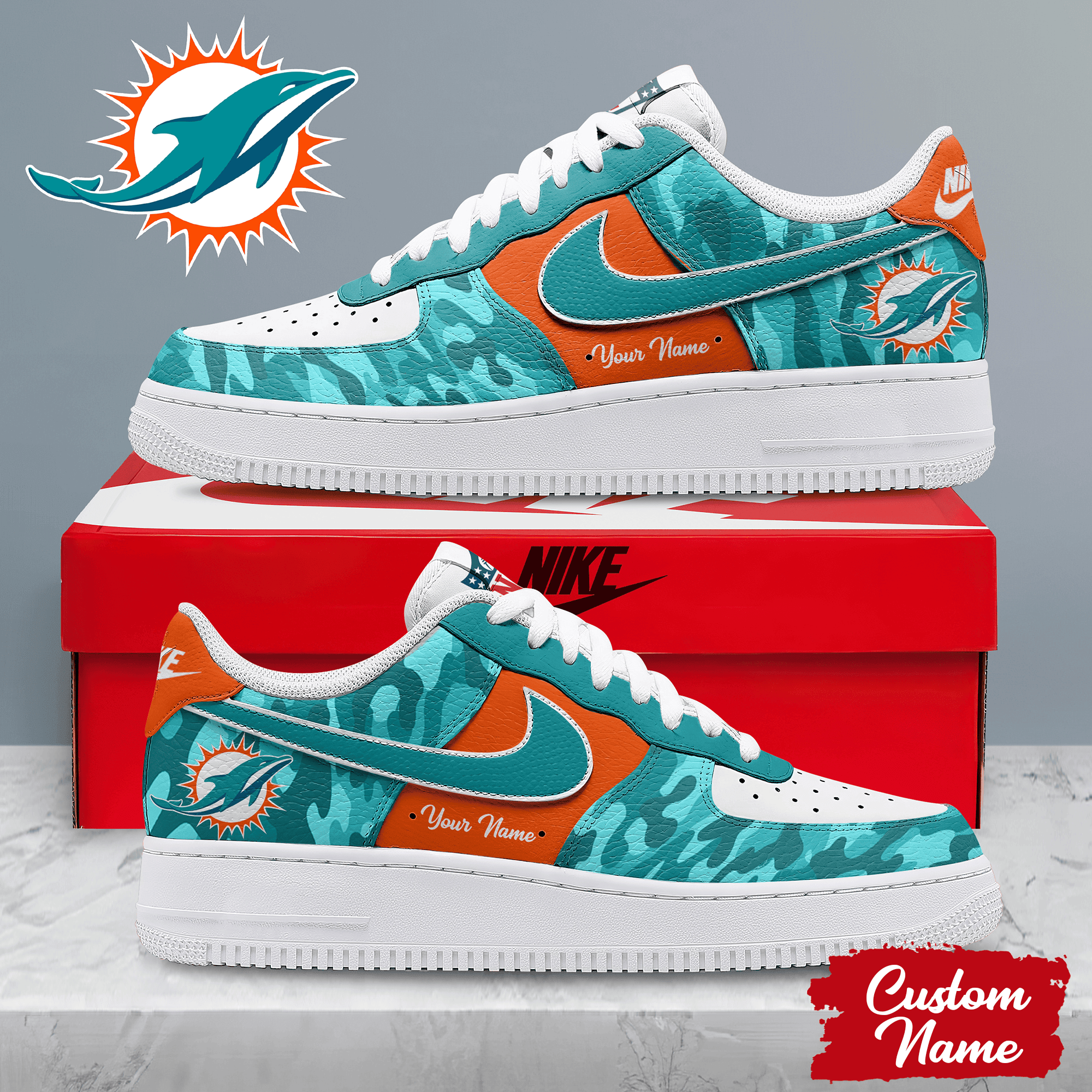Miami Dolphins | Premium NFL End Zone Energy AF1 Shoes NTH1
