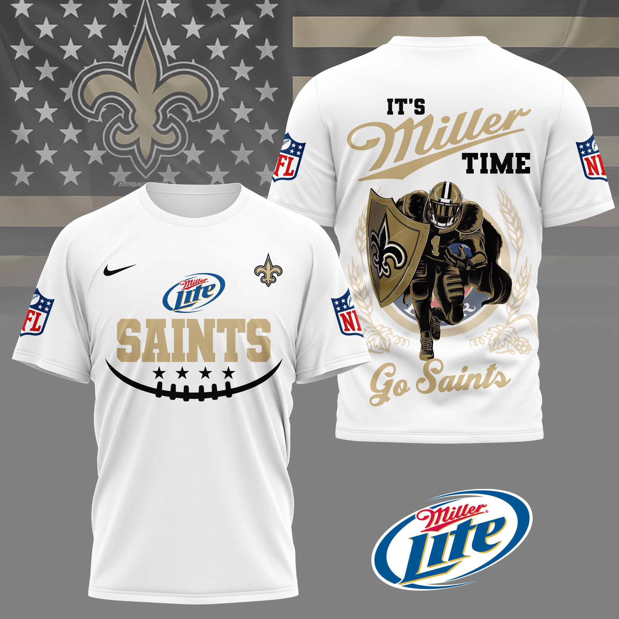New Orleans Saints | Premium NFL Miller Lite 3D Shirt NY