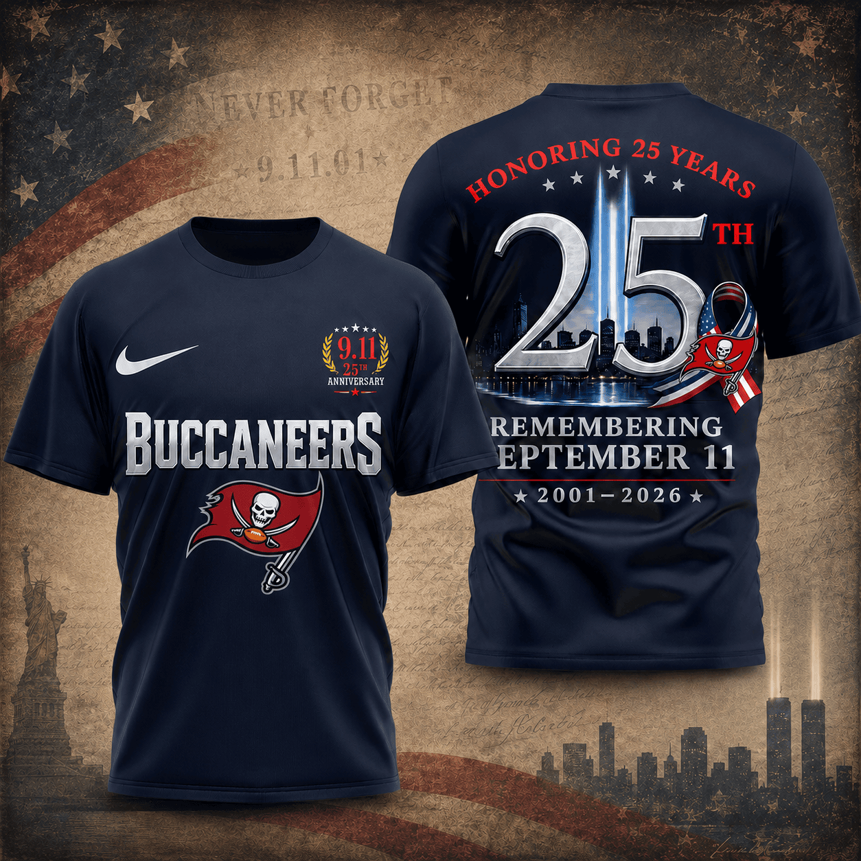 Tampa Bay Buccaneers | Premium NFL Remembering September 11 T-Shirt TD