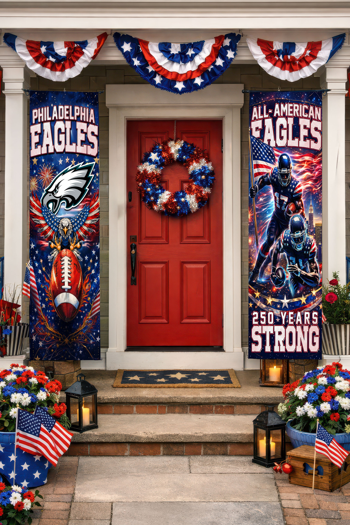 Philadelphia Eagles | Premium NFL 250th Anniversary Of America Independence Day Porch Sign HY