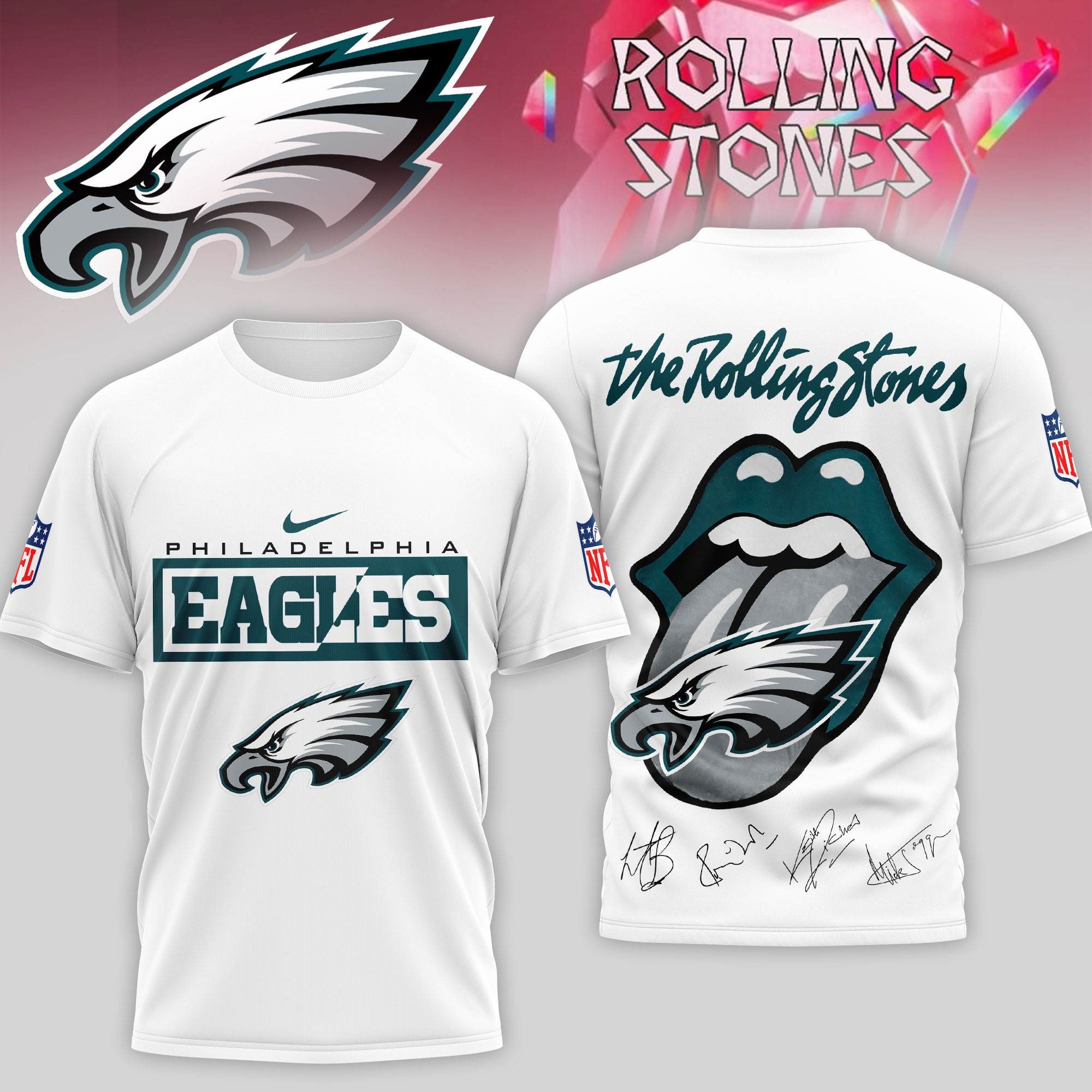 Philadelphia Eagles | Premium NFL The Rolling Stones 3D Shirt TD