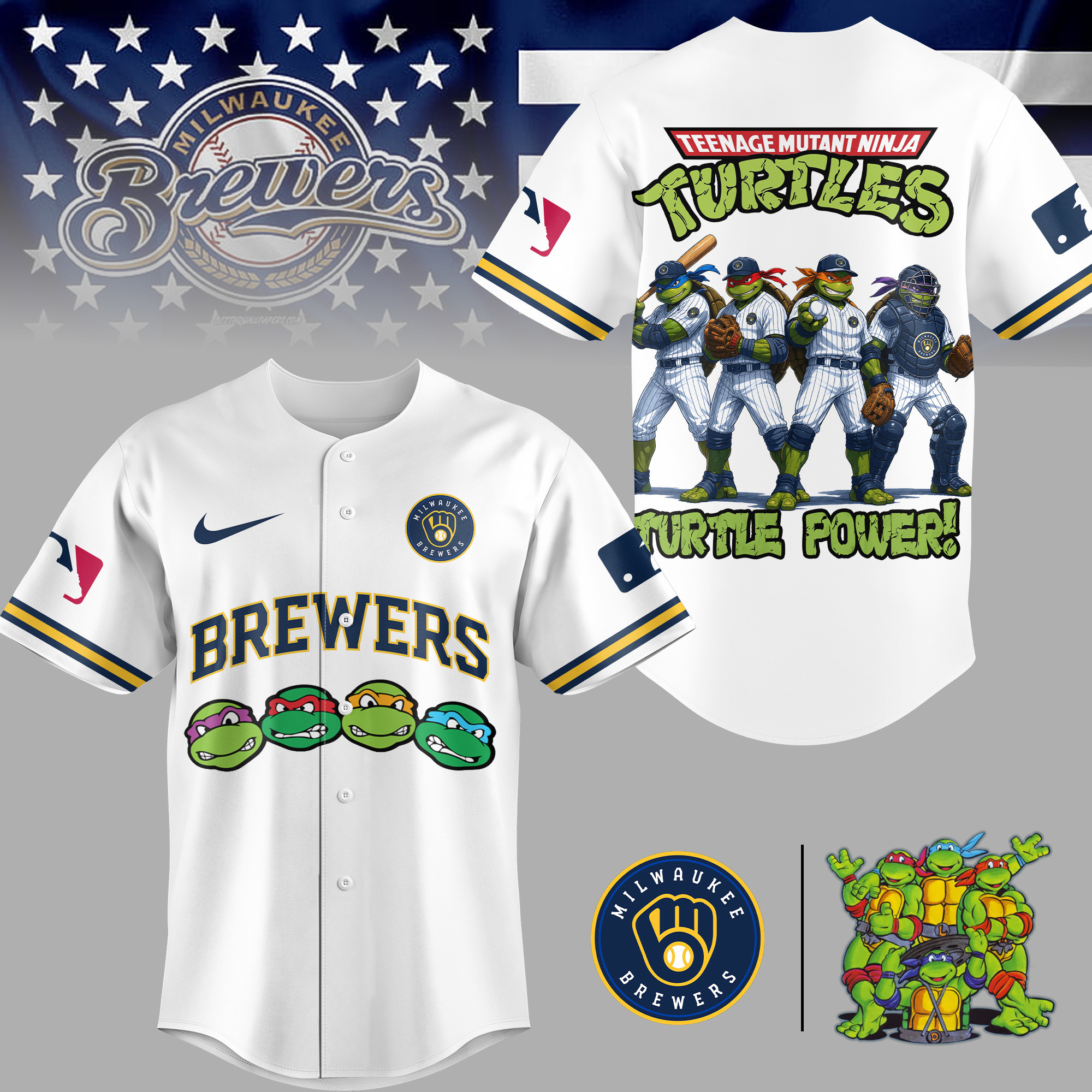 Milwaukee Brewers | Premium MLB Teenage Mutant Ninja Turtles Jersey TD