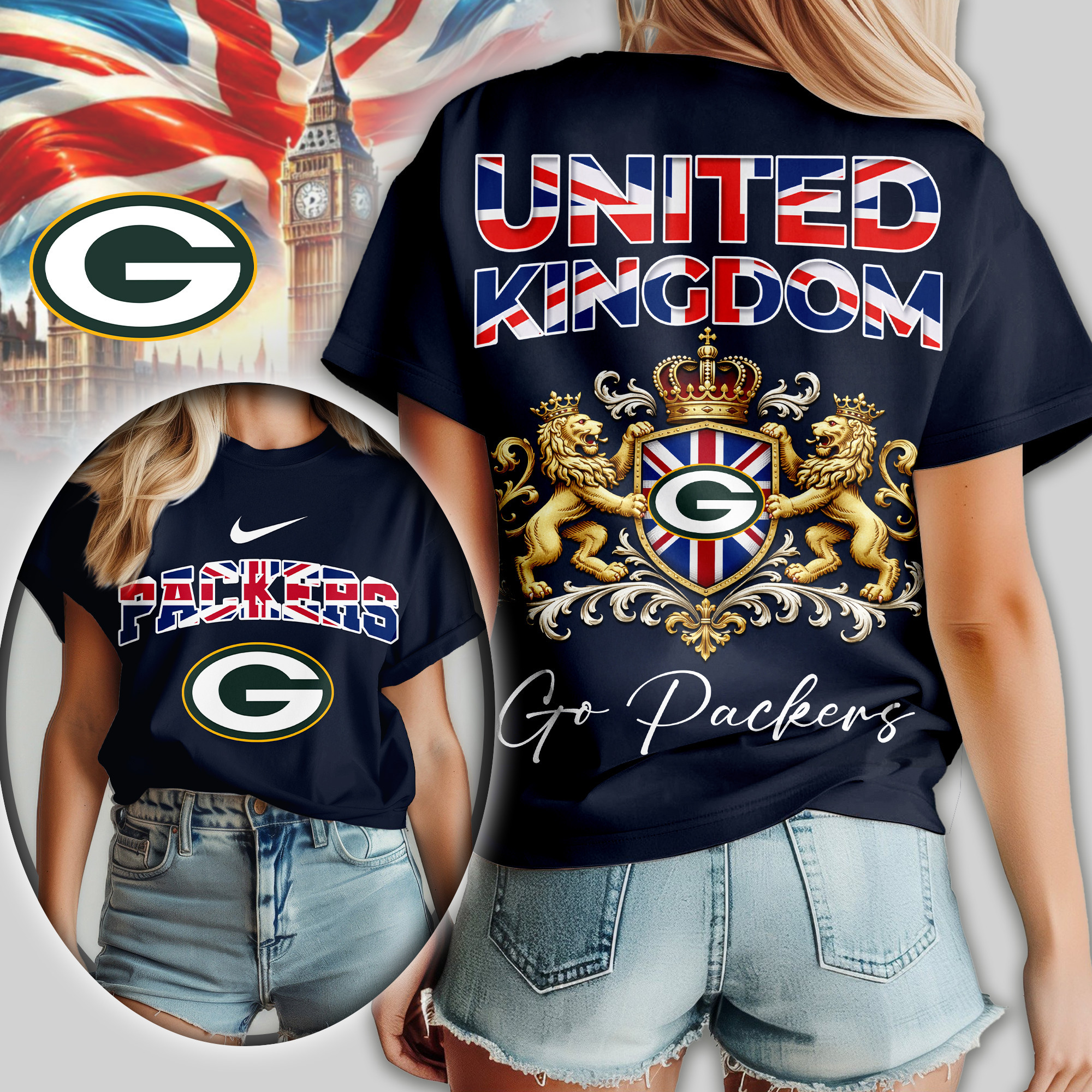 Green Bay Packers | Premium NFL United Kingdom Women Shirt TD