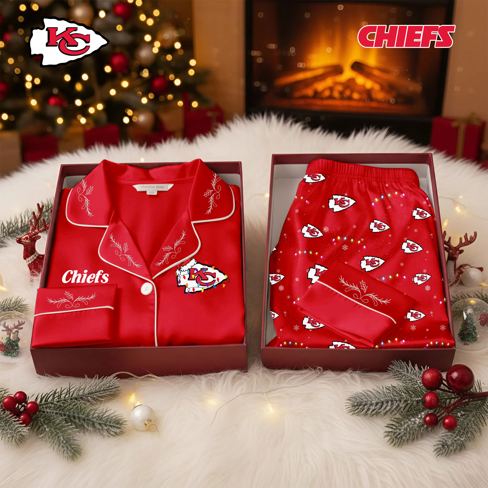 Kansas City Chiefs | Premium NFL Christmas Cozy Pajamas TD