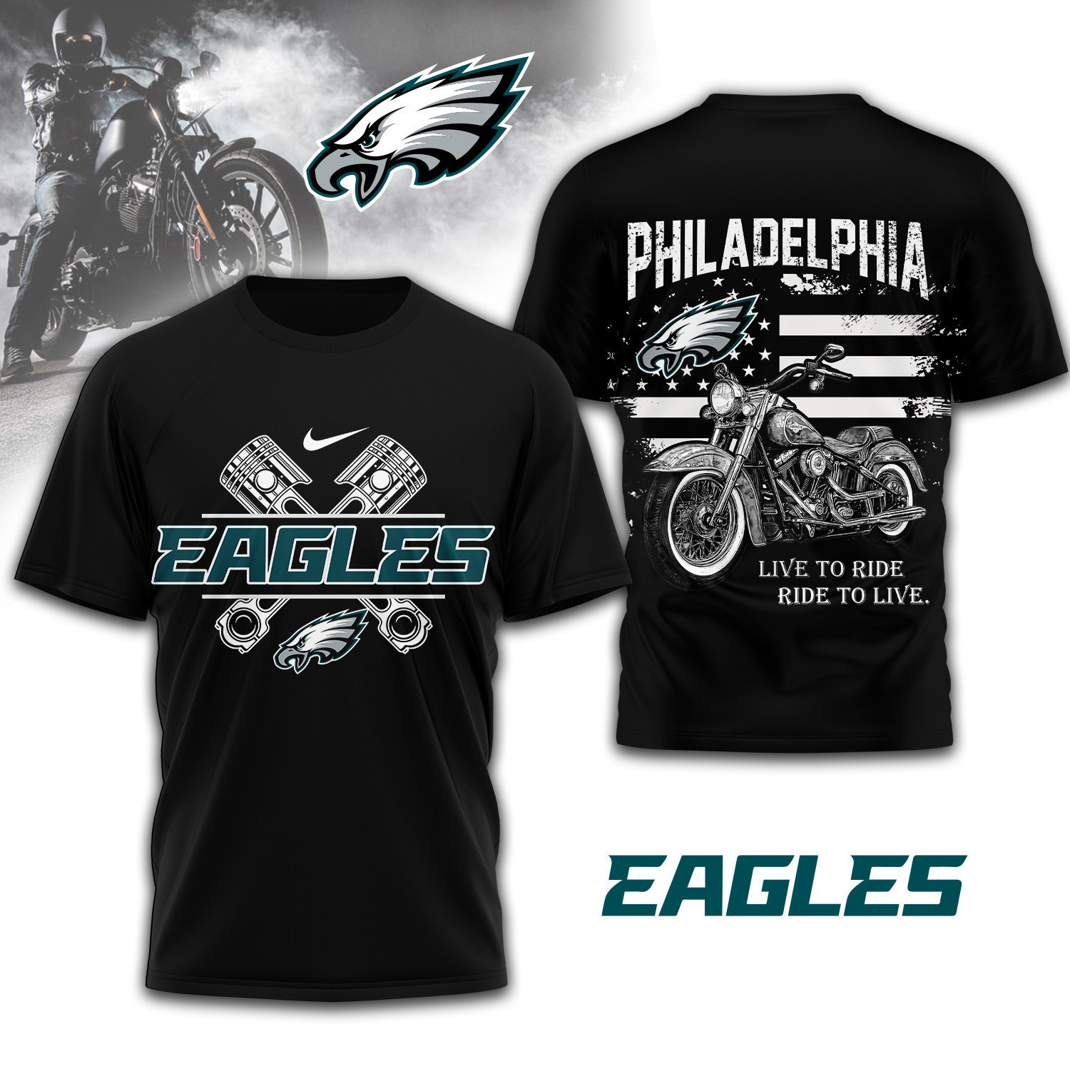 Philadelphia Eagles | Premium NFL Biker 3D Shirt TD230825