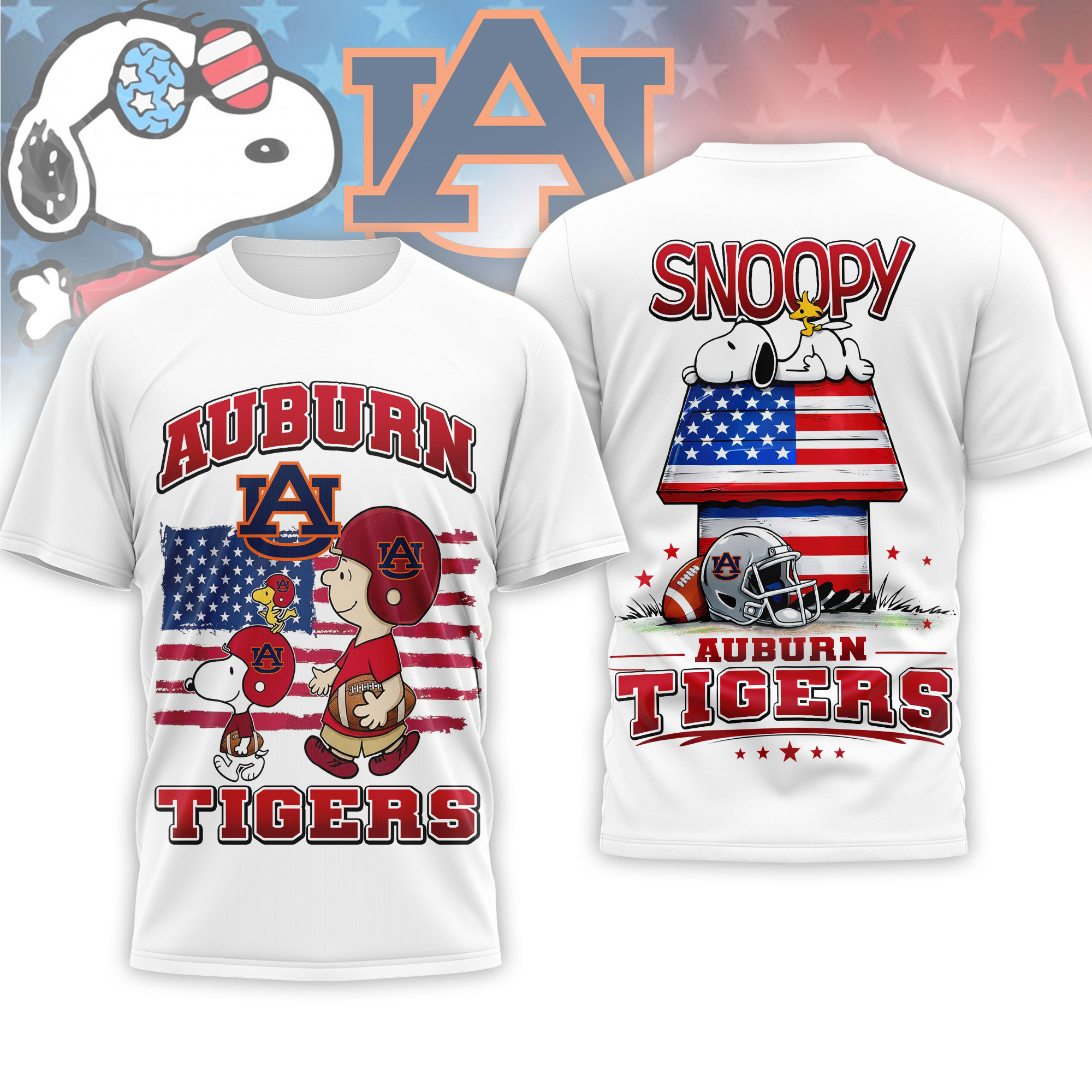 Auburn Tigers | Premium NCAA America 250 with Snoopy 3D Shirt NTH1