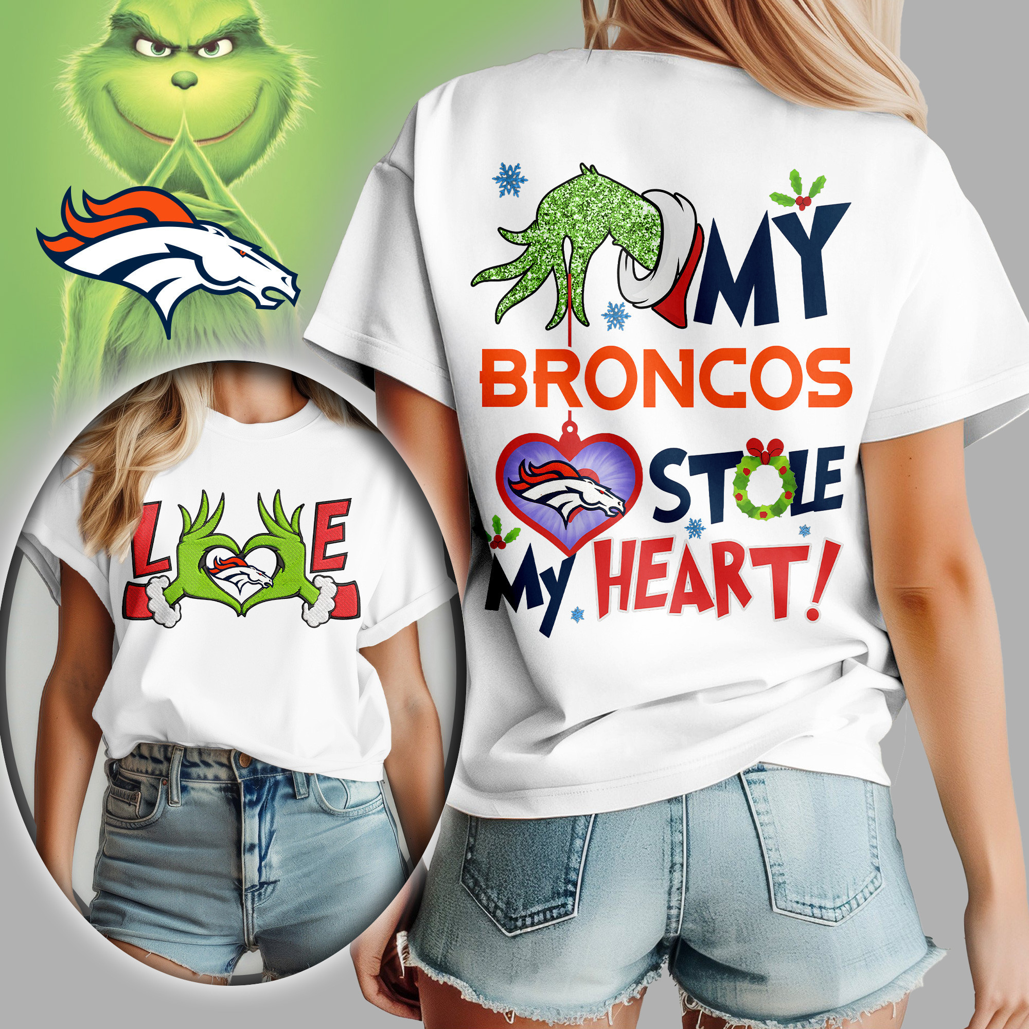 Denver Broncos | Premium NFL Grinch Women's Shirt TD