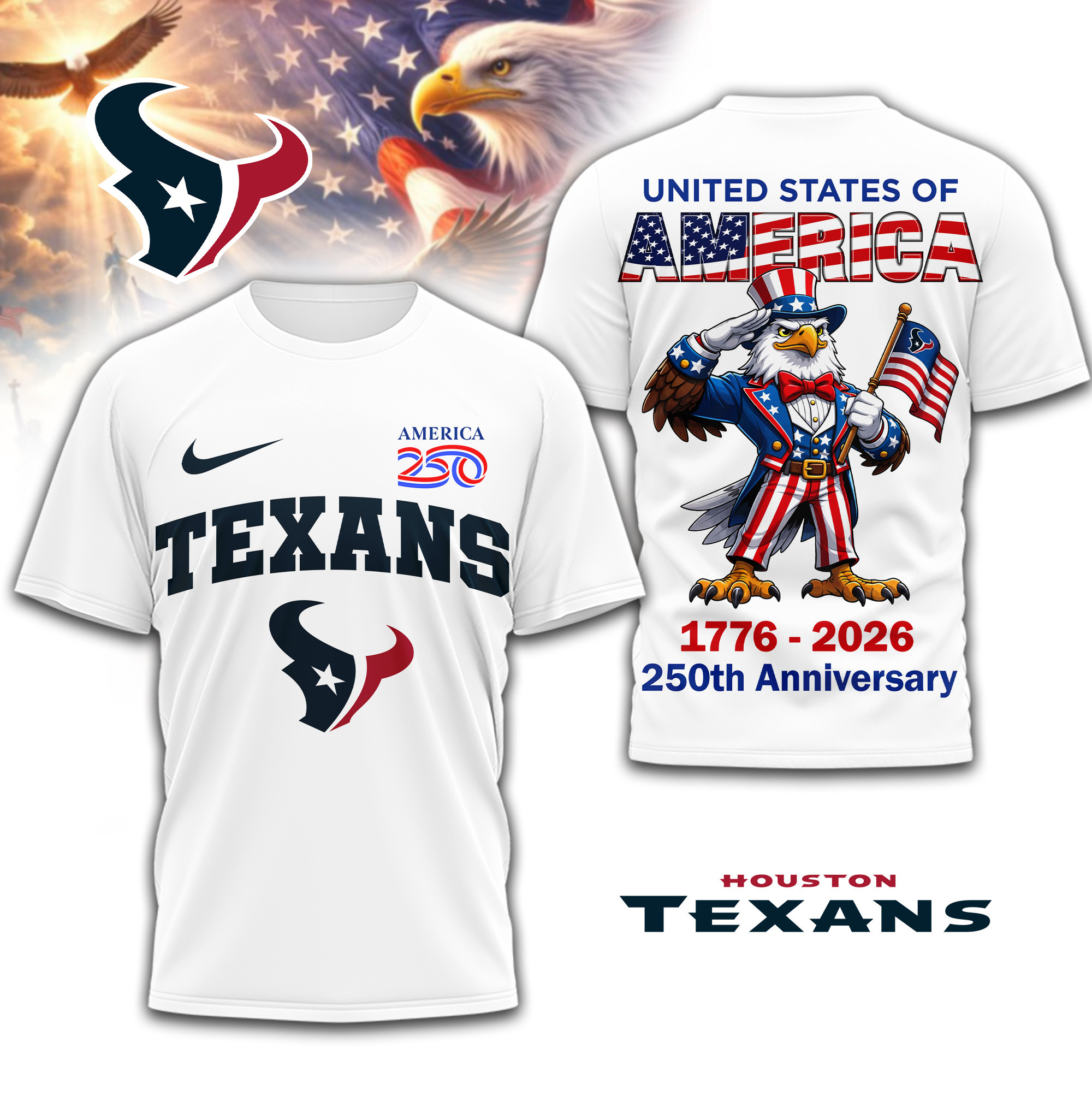 Houston Texans | Premium NFL American 250 3D Shirt TD