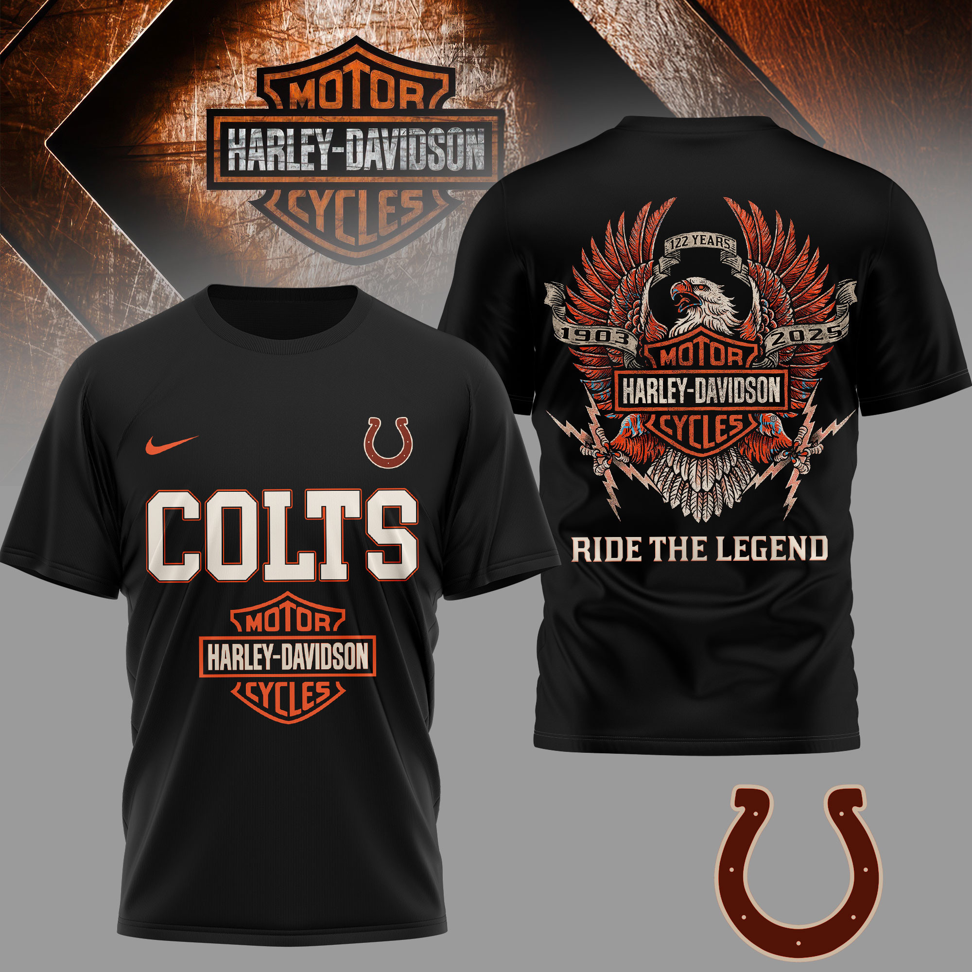 Indianapolis Colts | Premium NFL 122 Year Harley Davidson 3D Shirt TD