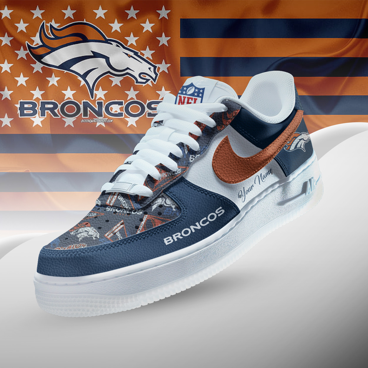 Denver Broncos | Premium NFL Personalized Team Icon AF1 Shoes NTH1