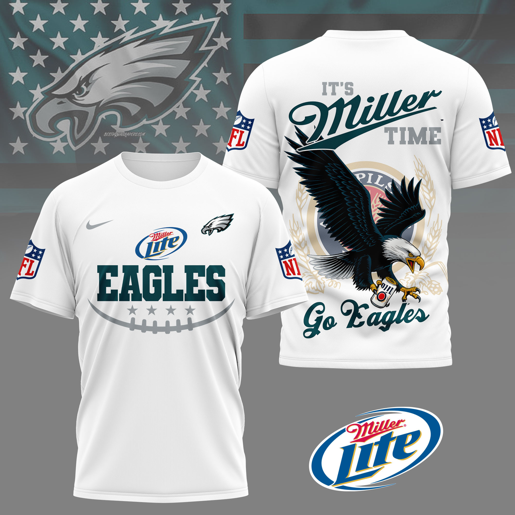 Philadelphia Eagles | Premium NFL Miller Lite 3D Shirt NY