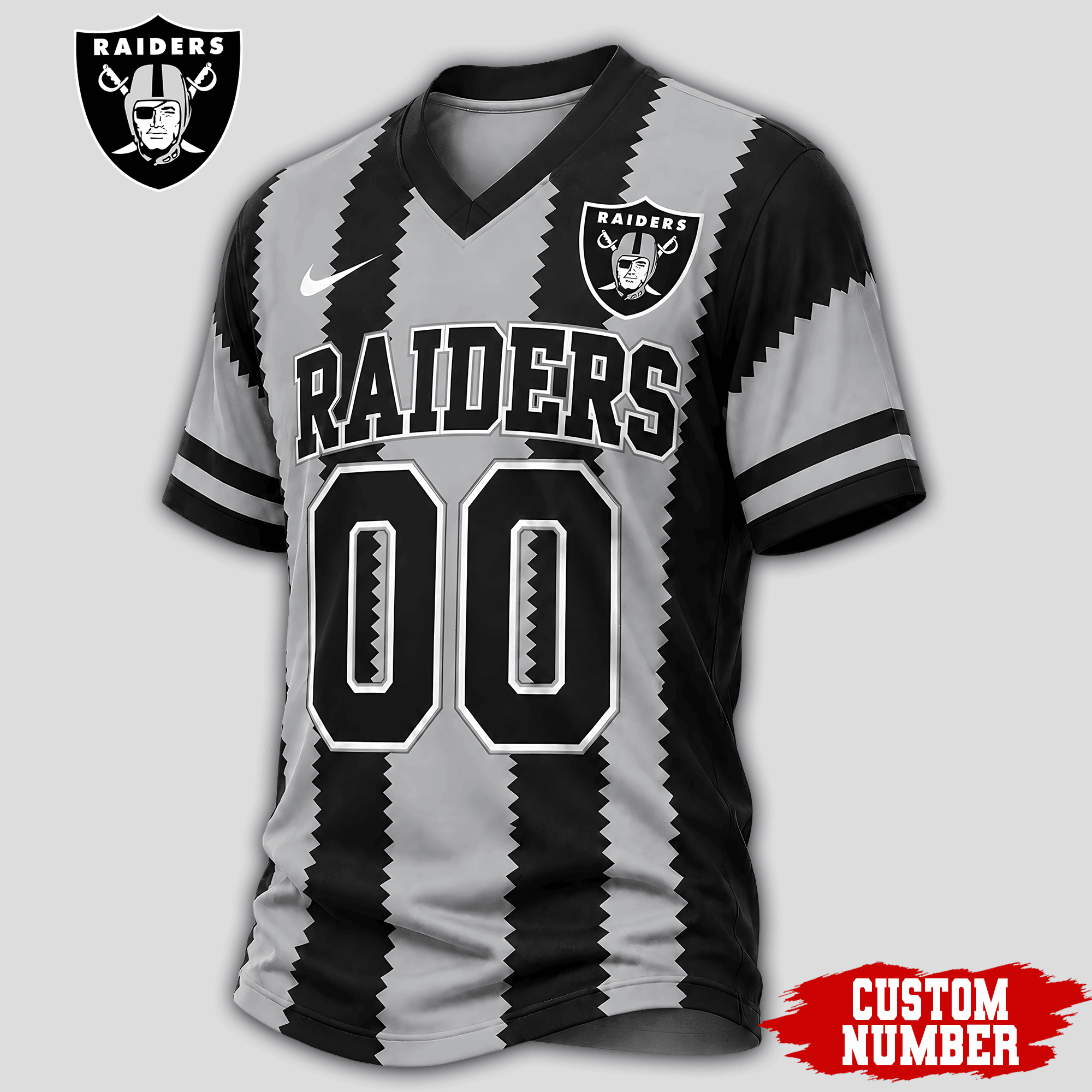Las Vegas Raiders | Premium NFL Bold Stripe Custom V-Neck Jersey NTH1