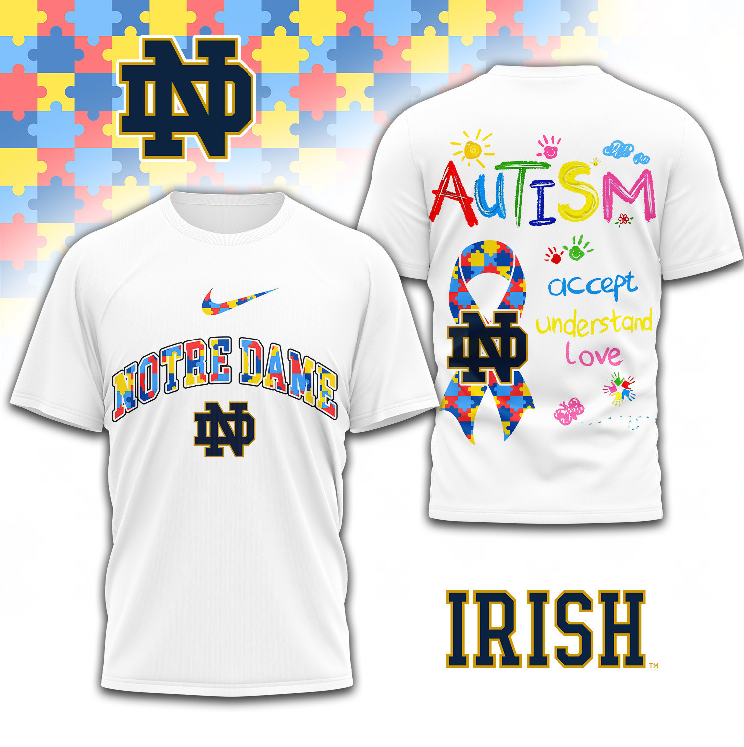 Notre Dame Fighting Irish | Premium NCAA Autism 3D Shirt TD