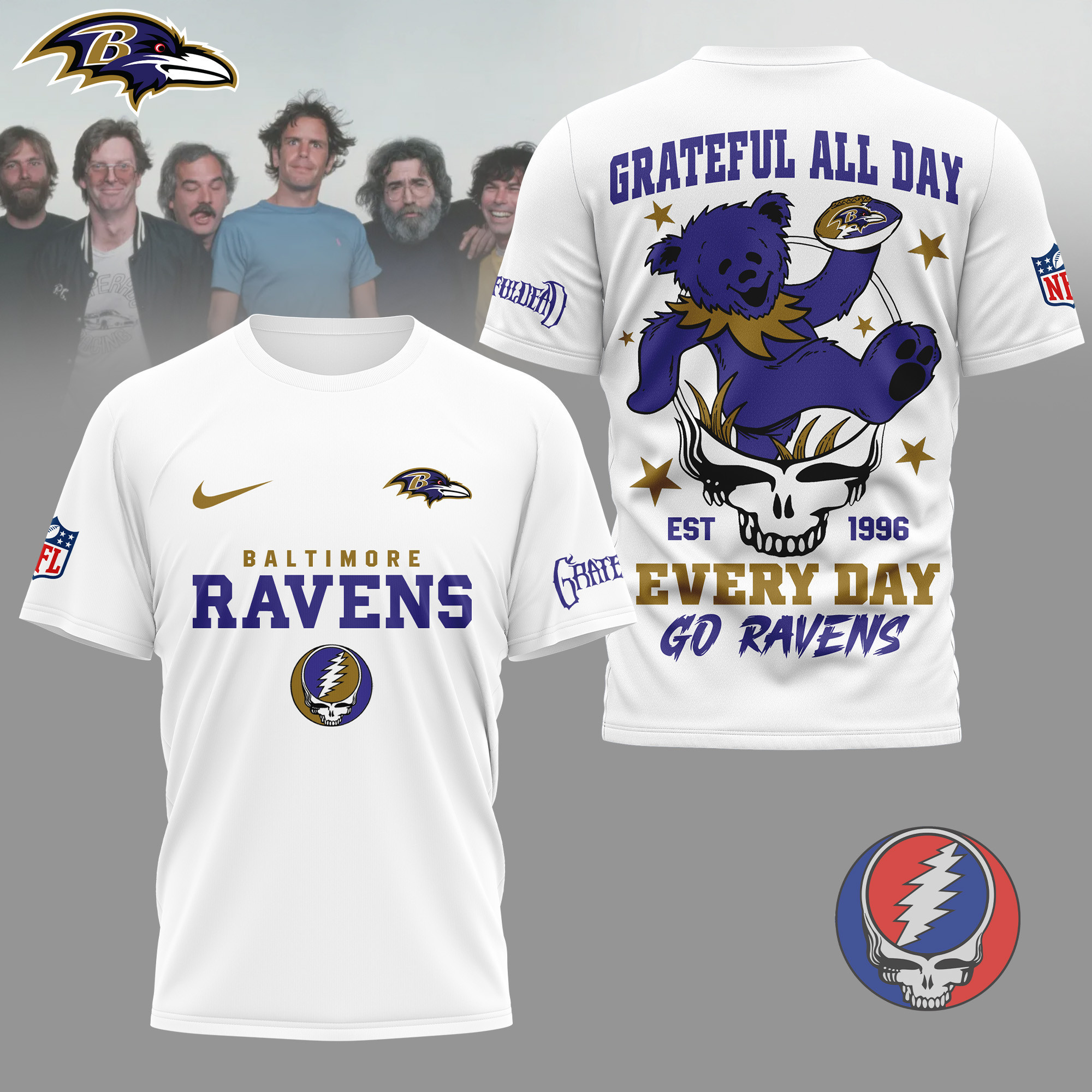 Baltimore Ravens | Premium NFL Grateful Dead Fan 3D Shirt NY