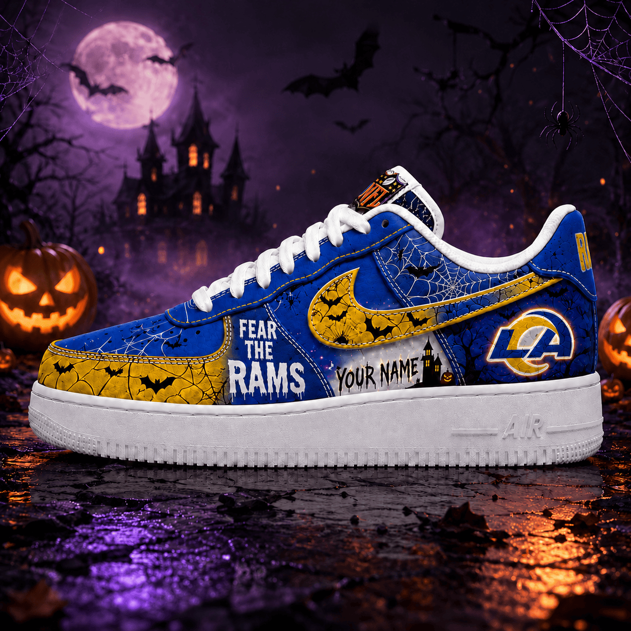Los Angeles Rams | Premium NFL Fear The Team Halloween AF1 Sneakers