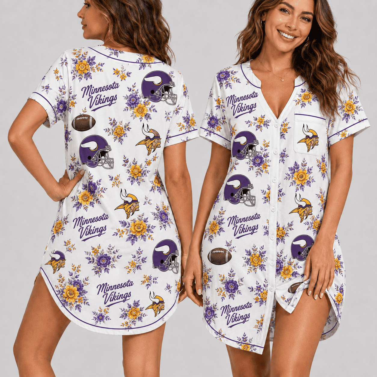 Minnesota Vikings | Premium NFL Football Fan Favorites Women Pajamas Dress TD