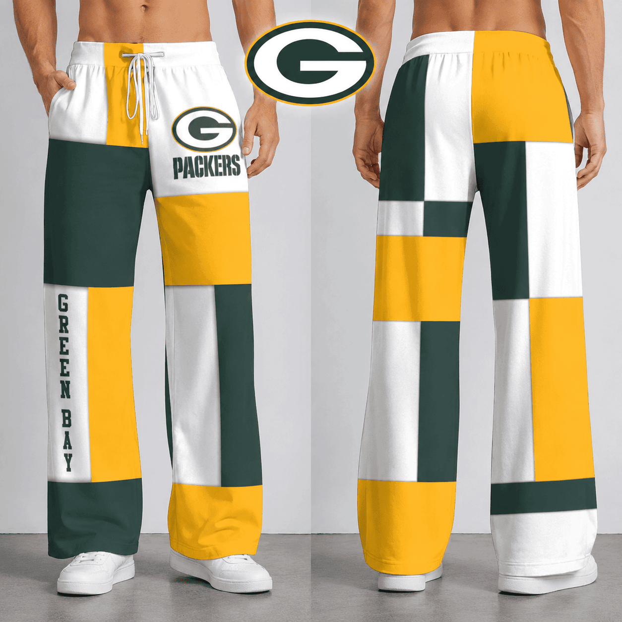 Green Bay Packers | Premium NFL Men Color Block Football High-Stretch Casual Pants TD
