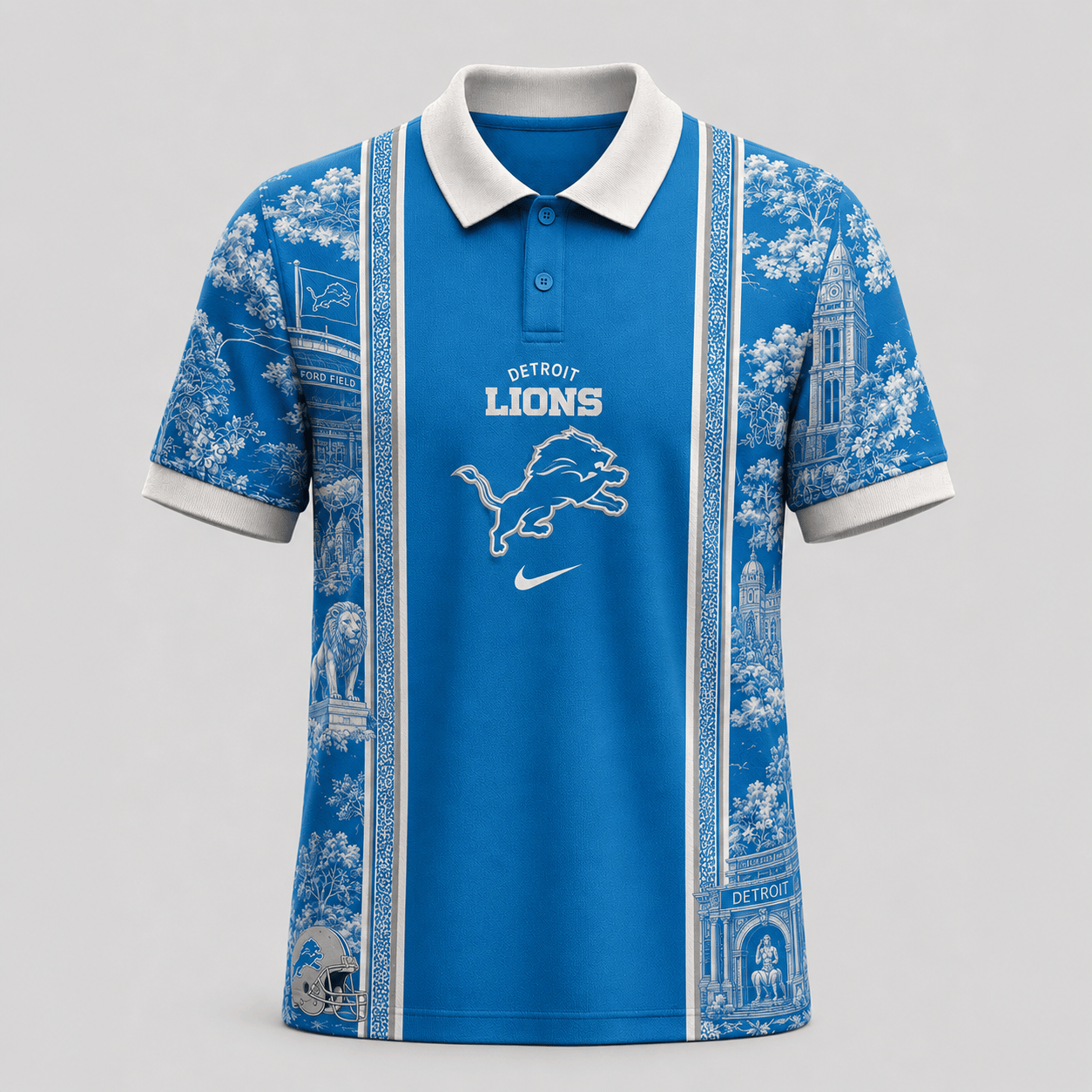 Detroit Lions | Premium NFL Heritage Cityscape Polo Shirt for Loyal Fans TD