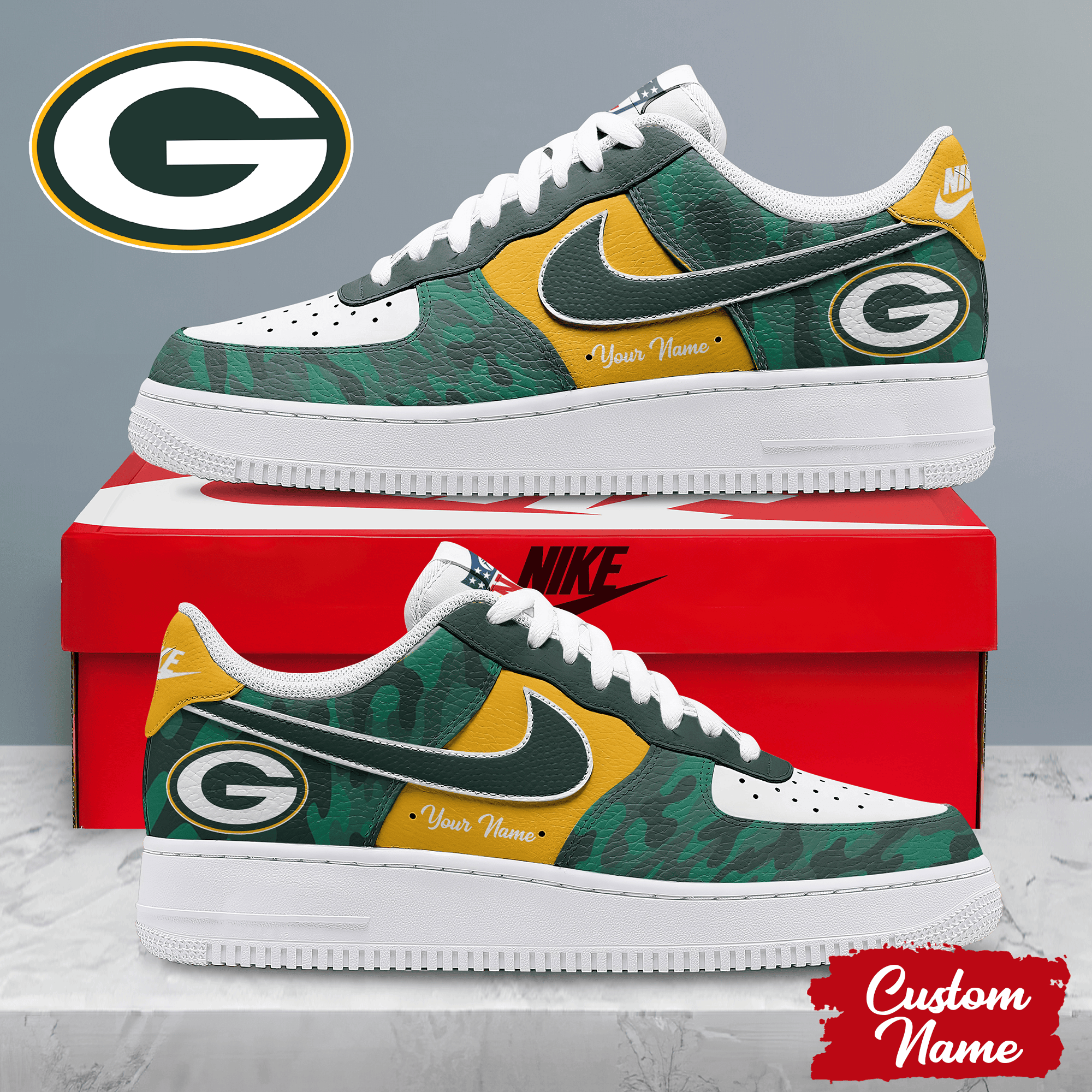 Green Bay Packers | Premium NFL End Zone Energy AF1 Shoes NTH1