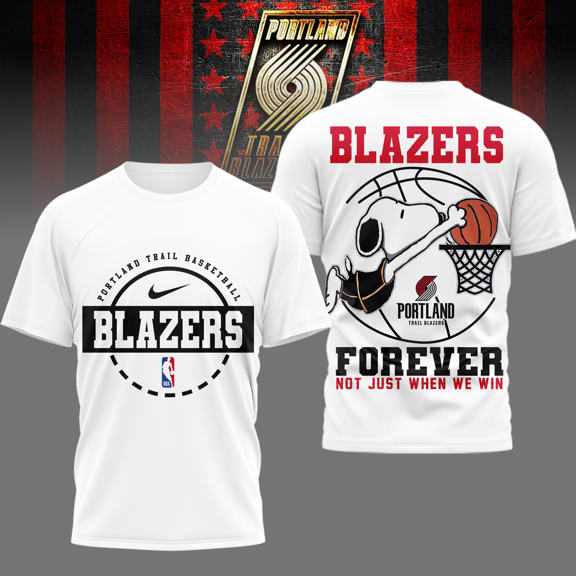 Portland Trail Blazers | Premium NBA Snoopy Forever Loyal 3D Shirt TD