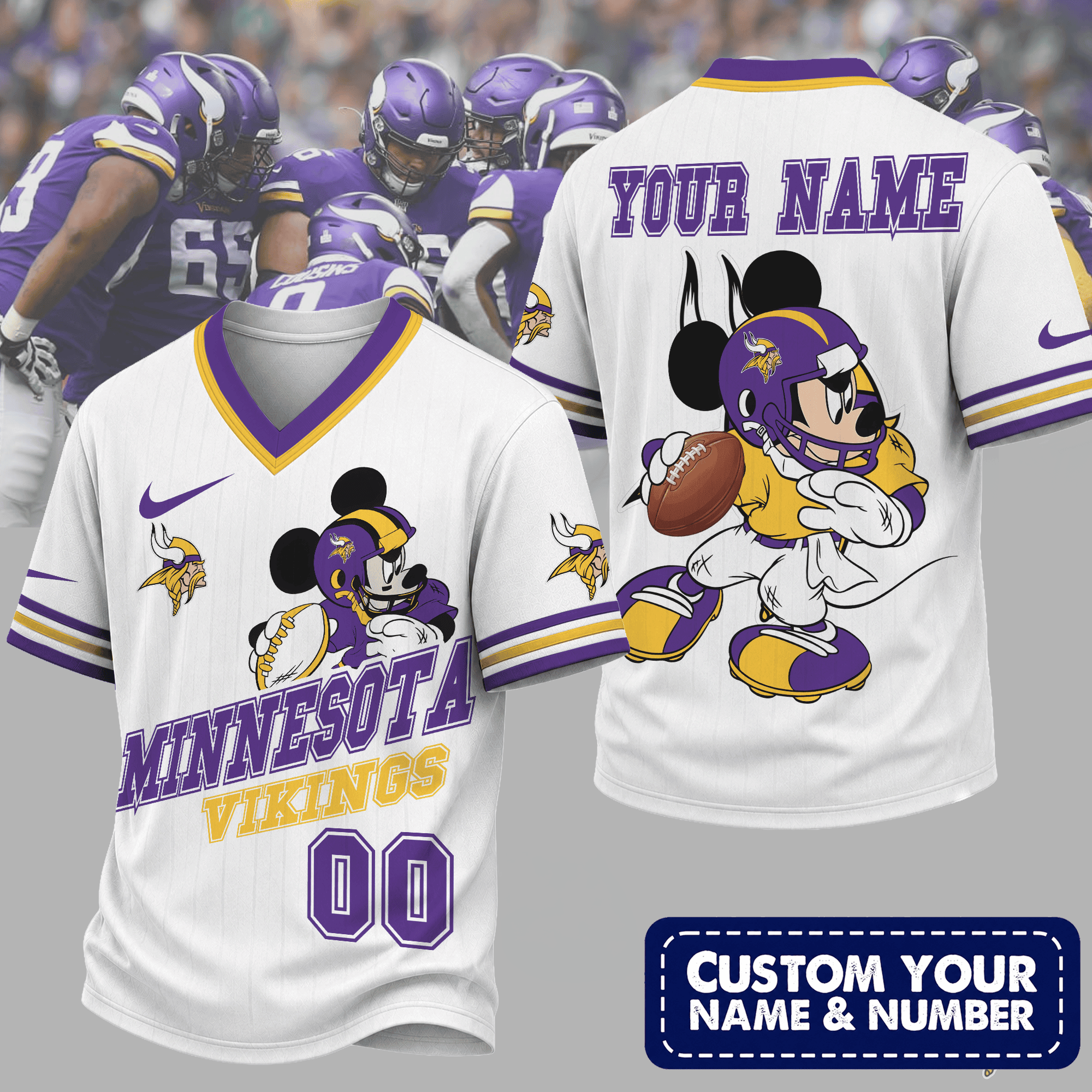 Minnesota Vikings | Premium NFL Mickey Quarterback V-Neck Jersey NTH1