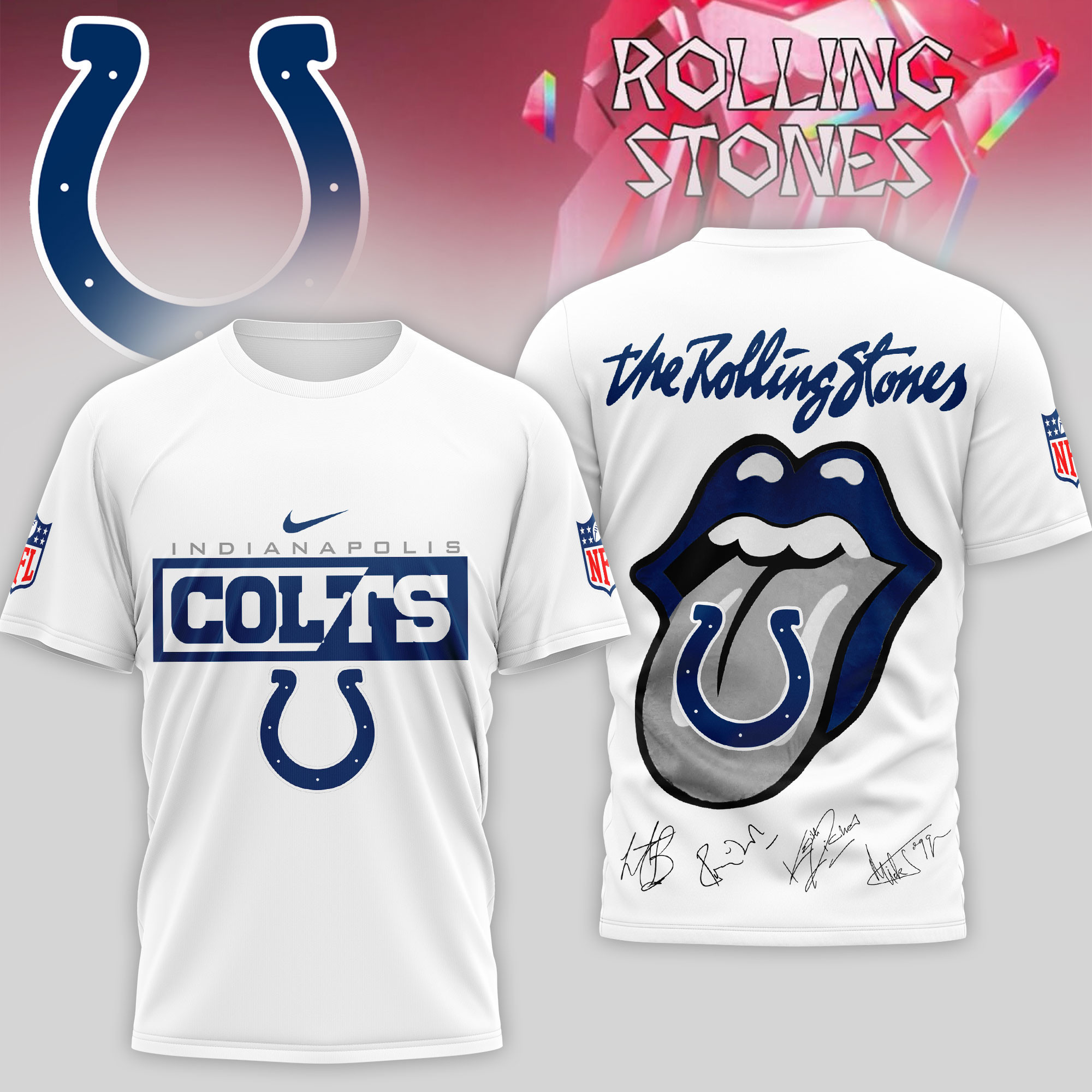 Indianapolis Colts | Premium NFL The Rolling Stones 3D Shirt TD