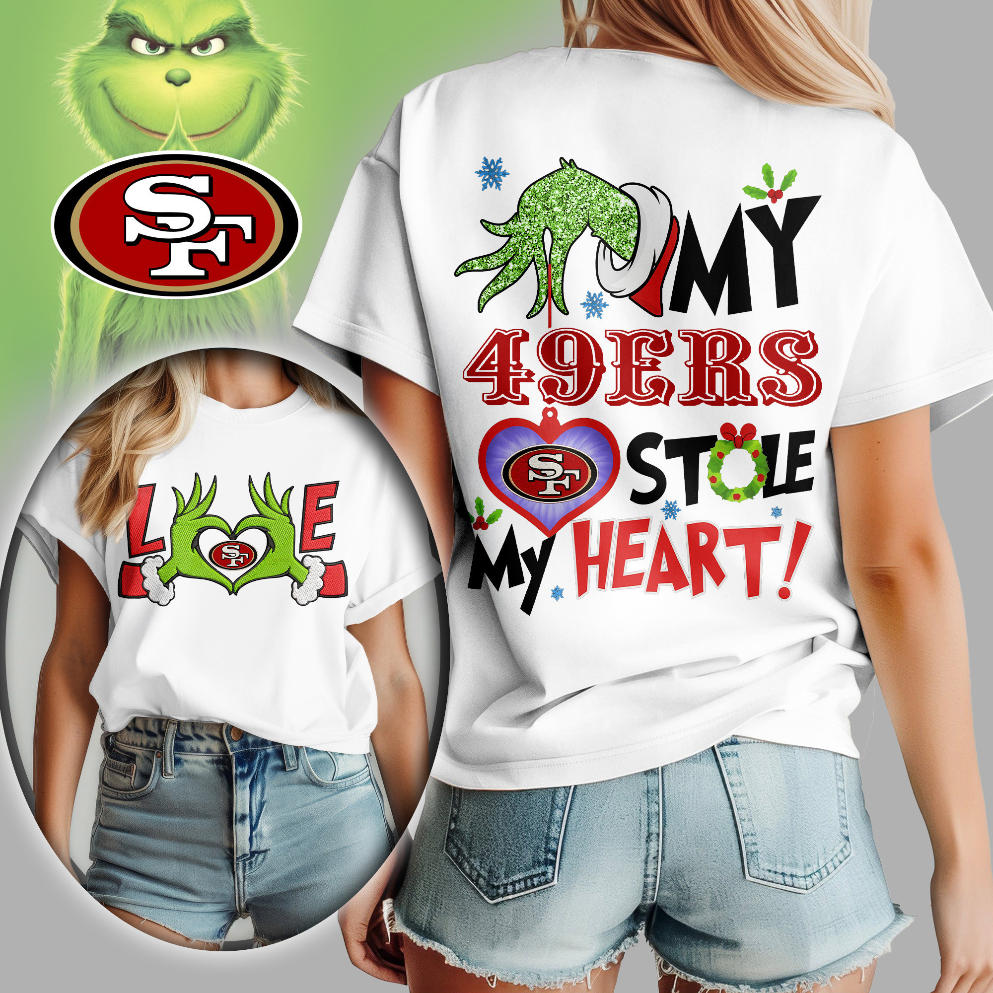 San Francisco 49ers | Premium NFL Grinch Women's Shirt TD