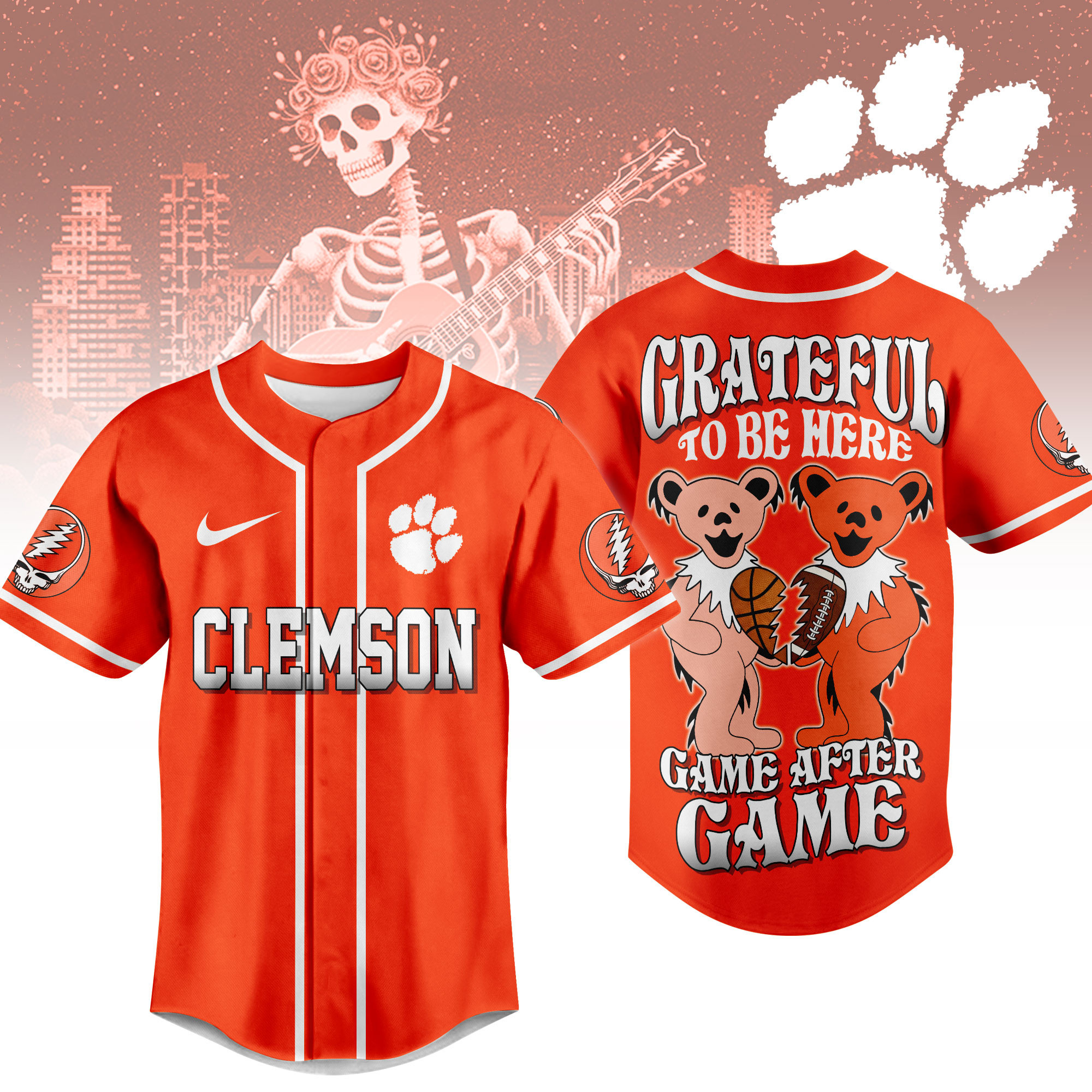 Clemson Tigers | Premium College Grateful Sports Jersey NTH1
