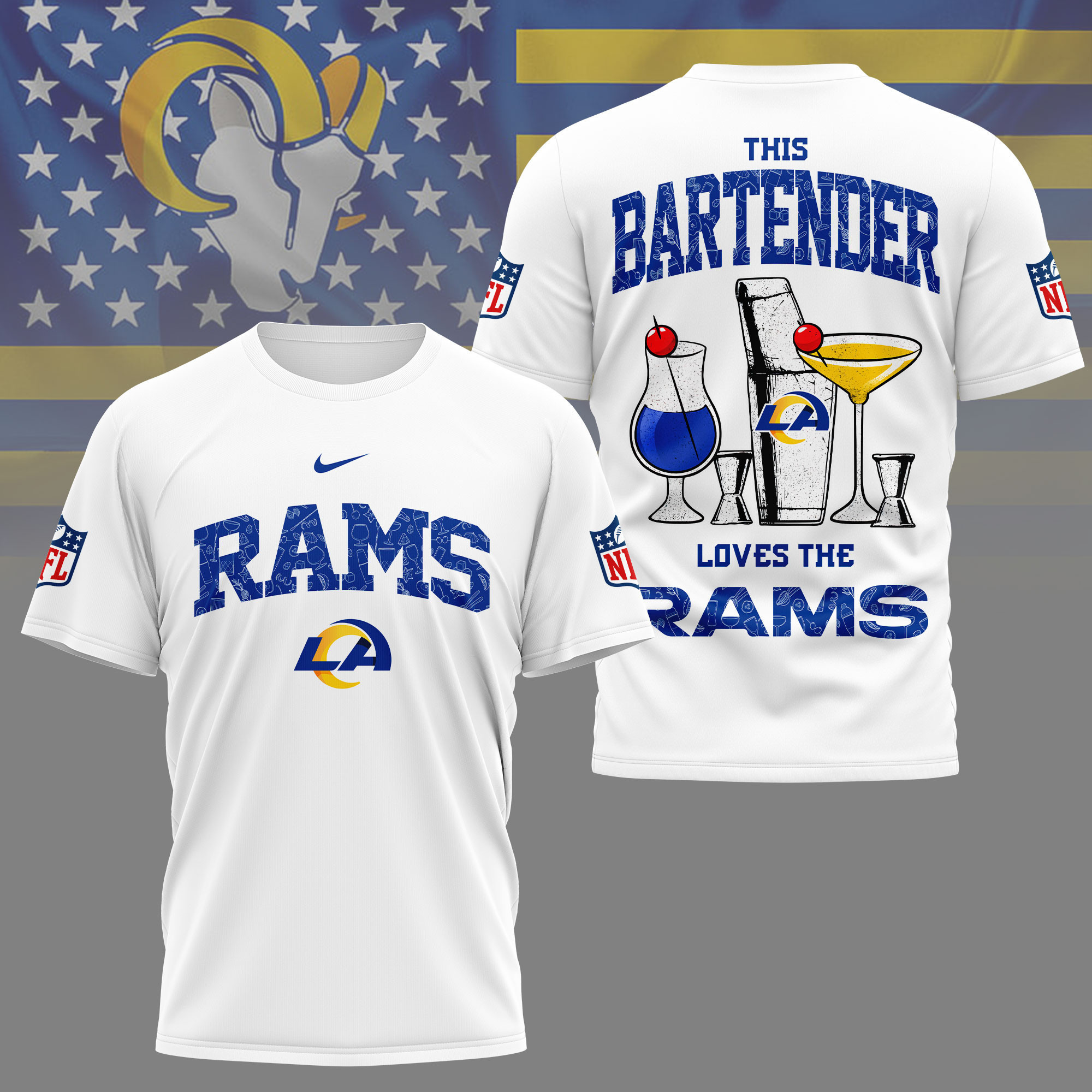 Los Angeles Rams | Premium NFL Bartender Fan 3D Shirt NY