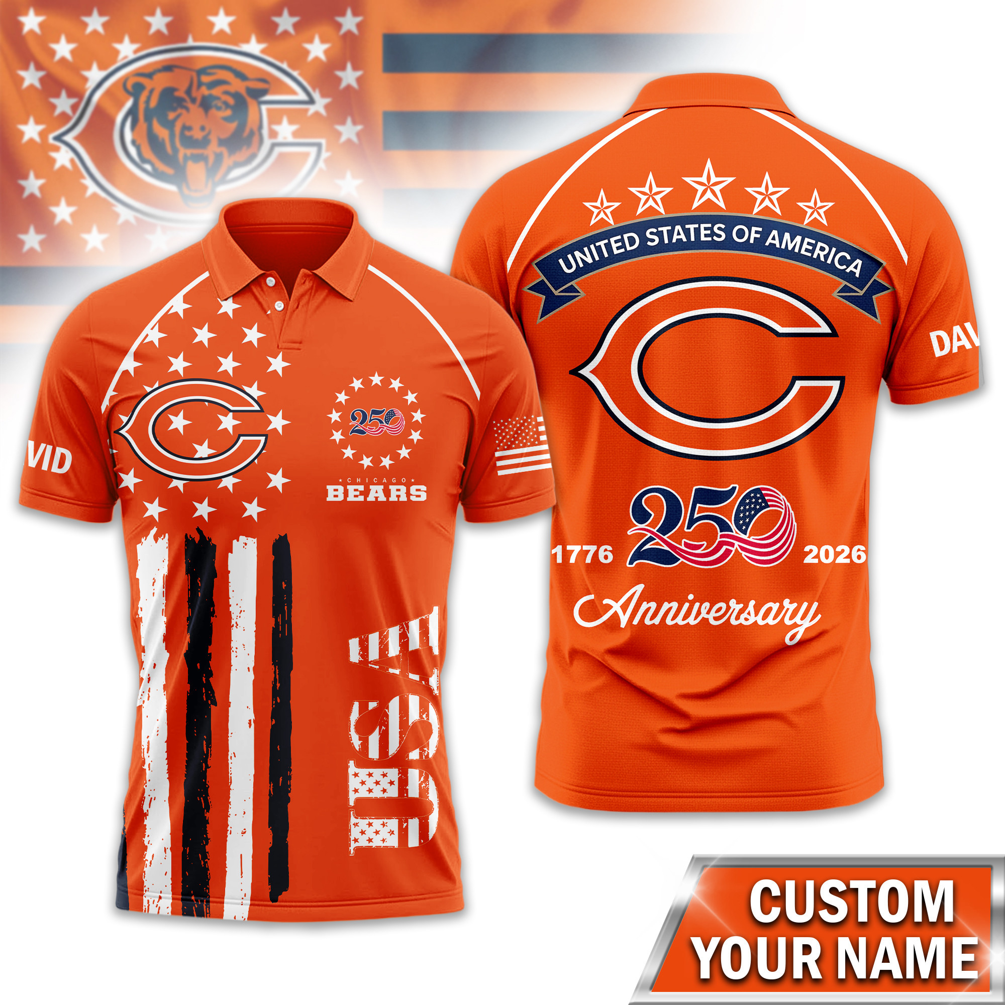 Chicago Bears | Premium NFL American Semiquincentennial Polo Shirt TD